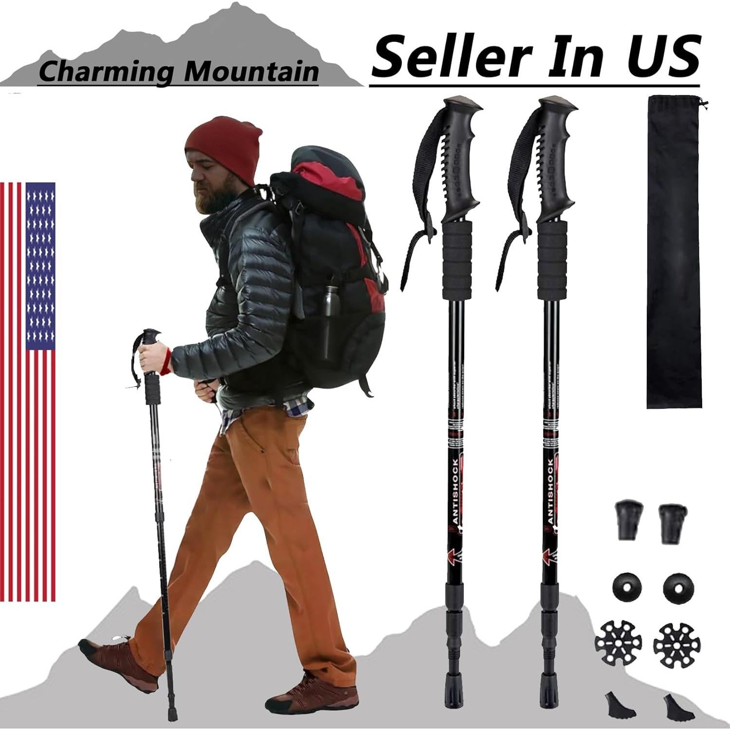 Bastones de Trekking Genérico STICKS-BLACK Aluminio 140 cm