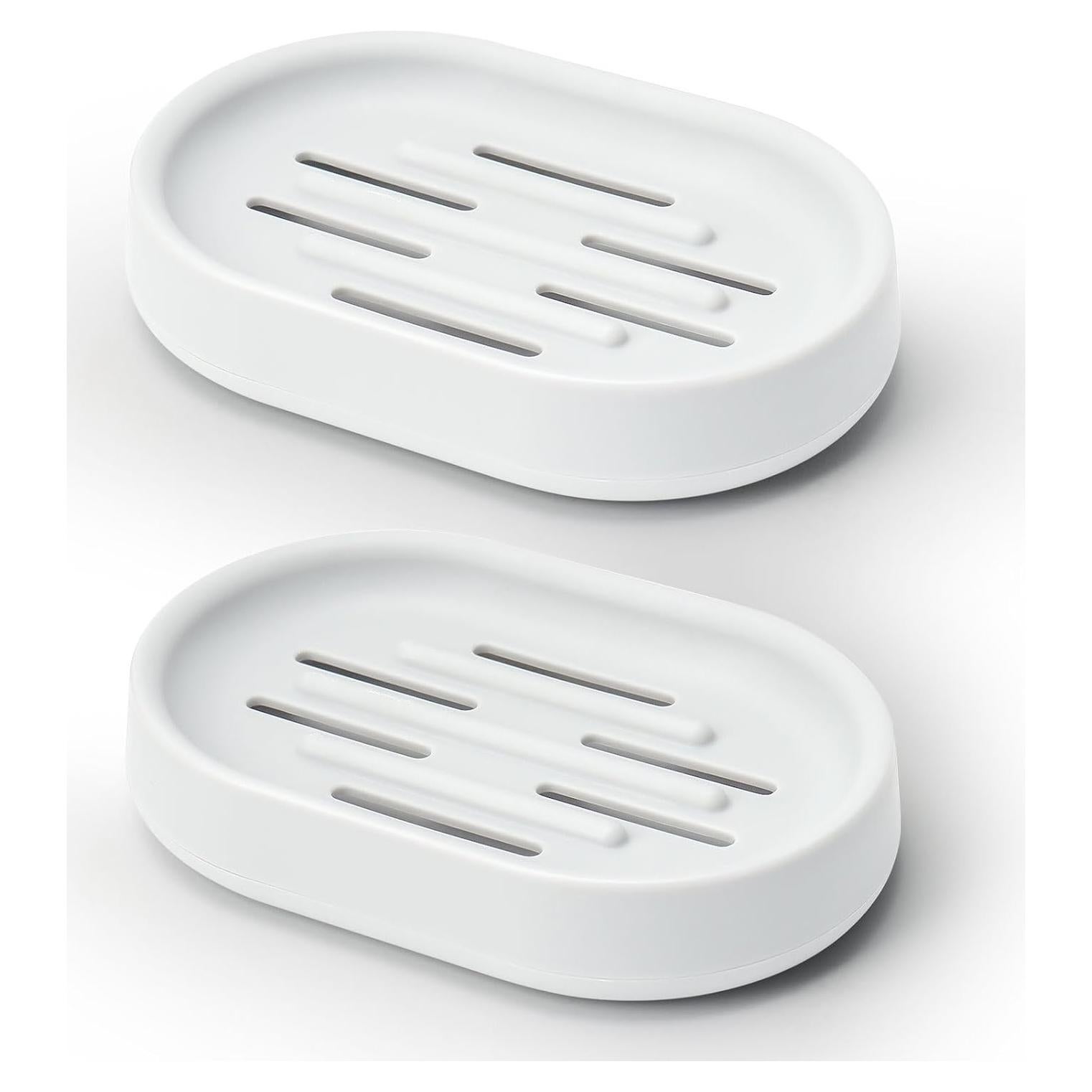 Topsky 2 Platos de Jabón Ovalados de Plástico Blanco para Ducha