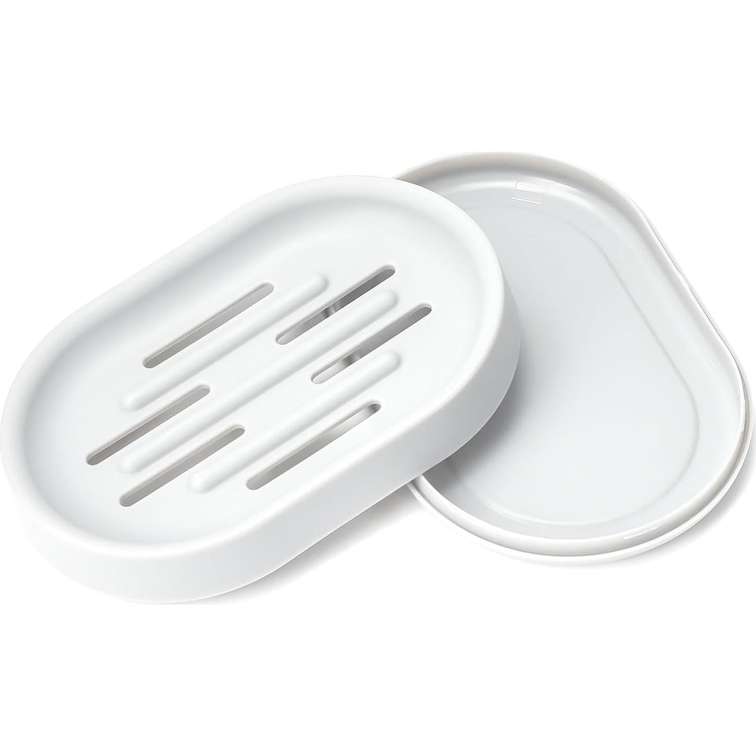 Topsky 2 Platos de Jabón Ovalados de Plástico Blanco para Ducha
