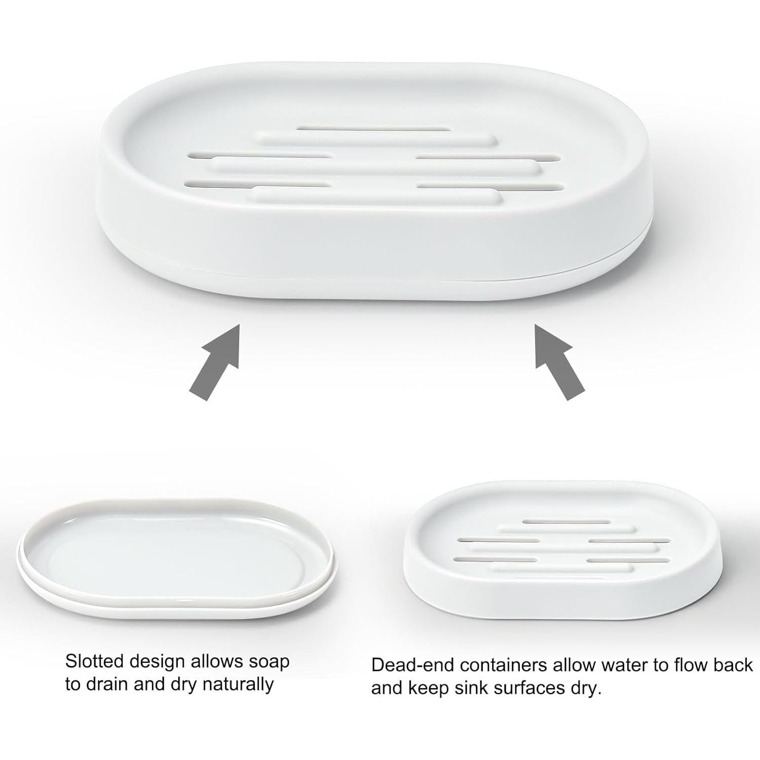 Topsky 2 Platos de Jabón Ovalados de Plástico Blanco para Ducha