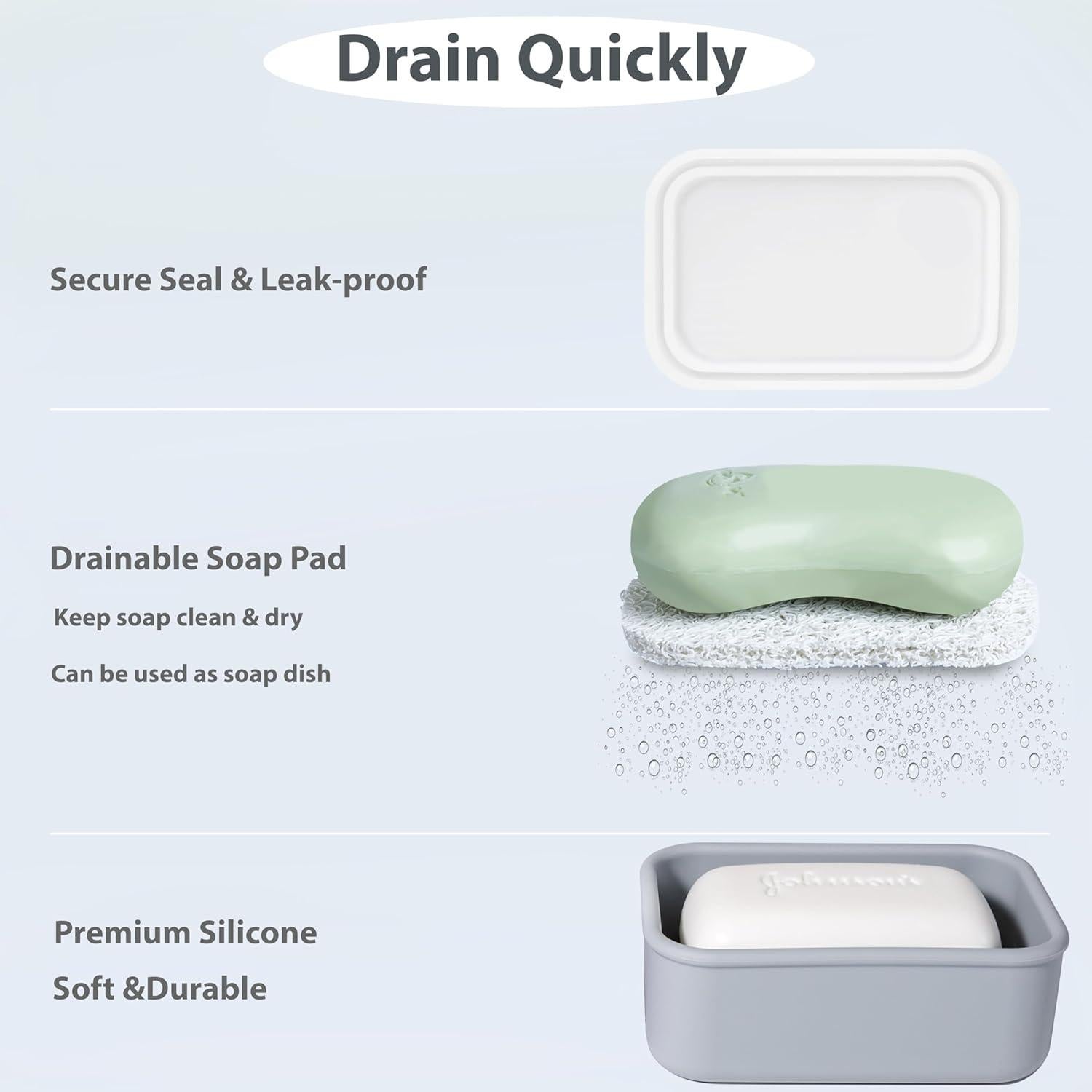 Estuche de Jabón Portátil MtBoi 2 Piezas Silicona a Prueba de Fugas