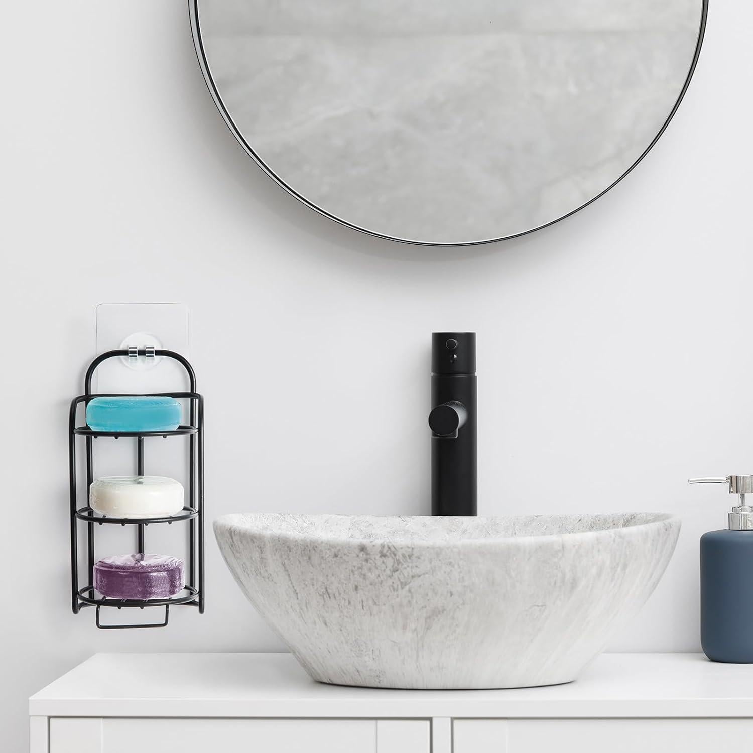 Soporte para Jabón 3 Niveles Yoshiky Negro Autoadhesivo