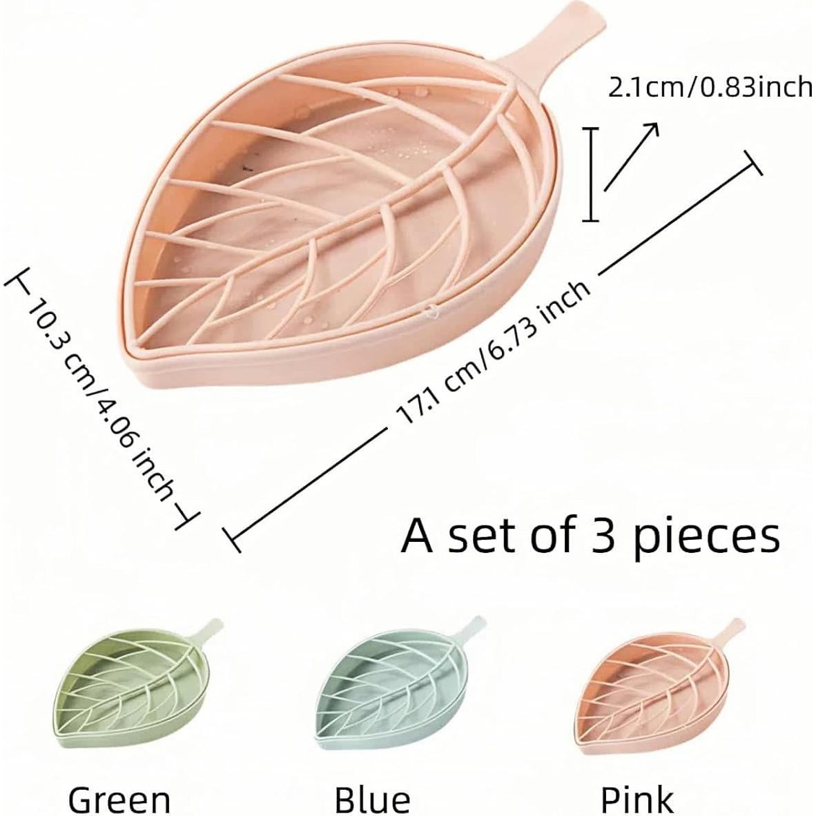 Juego de 3 Platos de Jabón Hoja Chinshwehaw - Drenaje Rápido