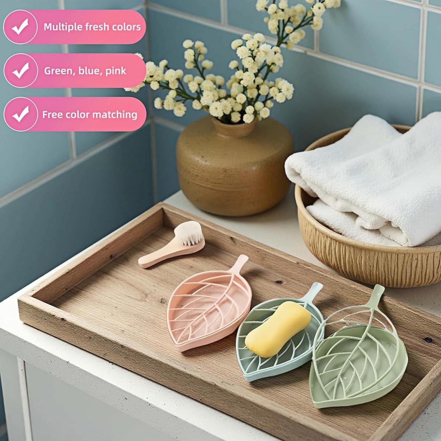 Juego de 3 Platos de Jabón Hoja Chinshwehaw - Drenaje Rápido