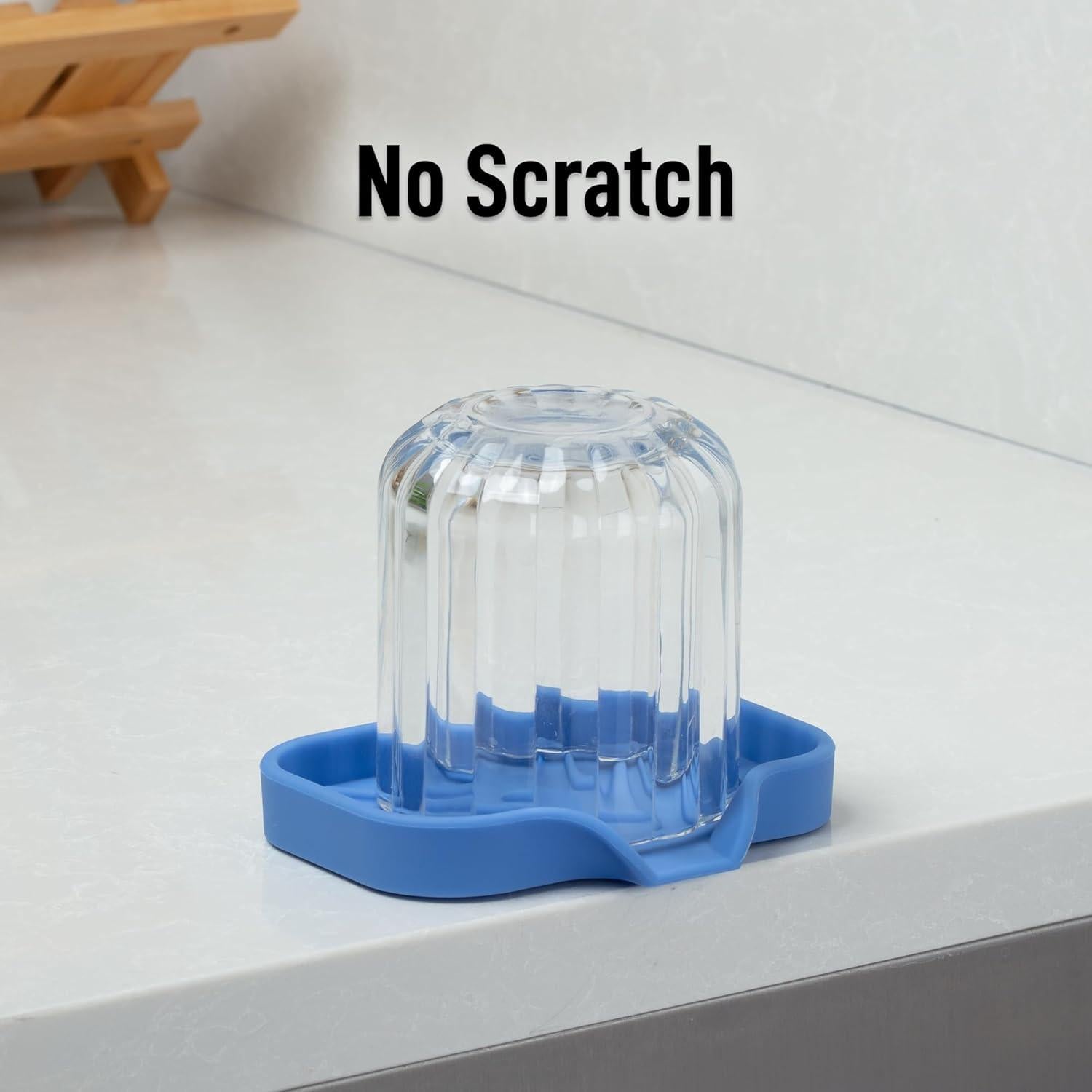 Zulay Kitchen Small Silicone Sponge Holder (4.9x3.3”) – Space-Saving Sink Organizer Tray for Sponge, Soap, Brush & More – Compact Non-Slip Dish for Kitchen & Bathroom (Provence Blue)