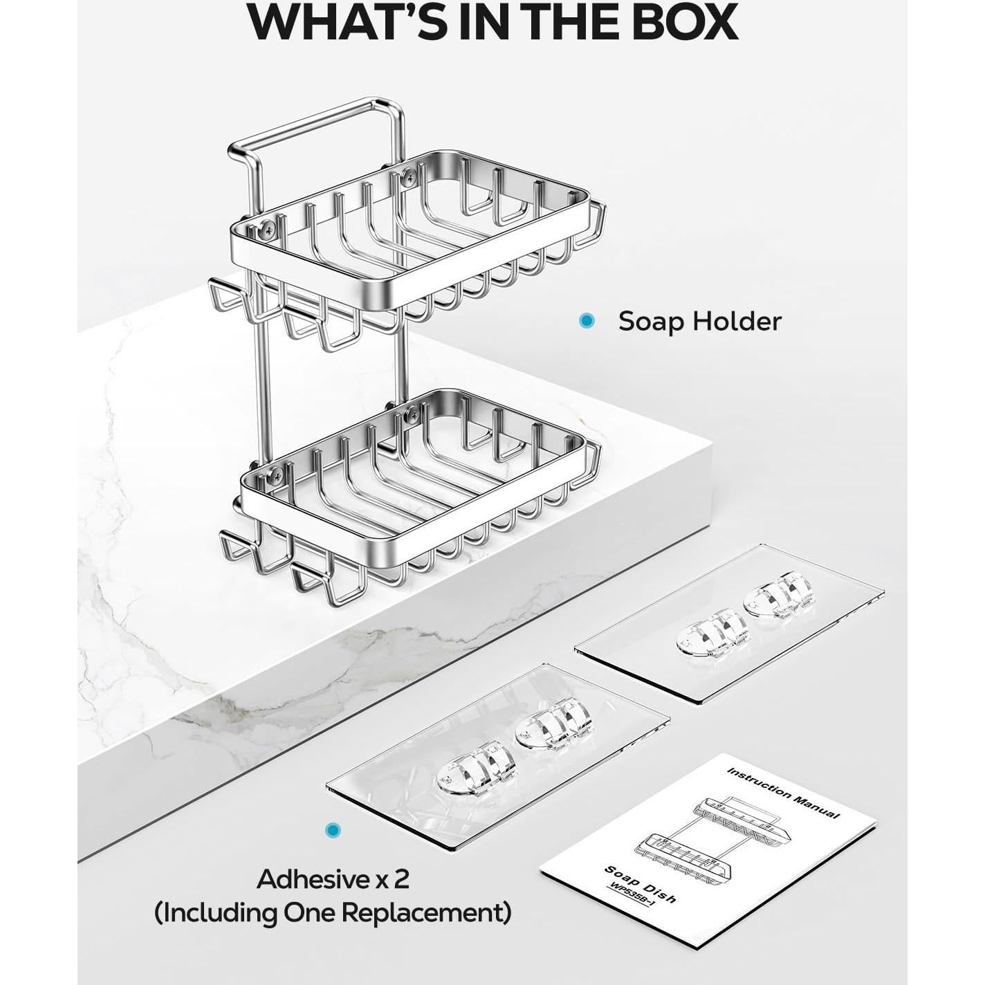Soporte de Jabón Adhesivo 2 Niveles Nieifi Acero Inoxidable