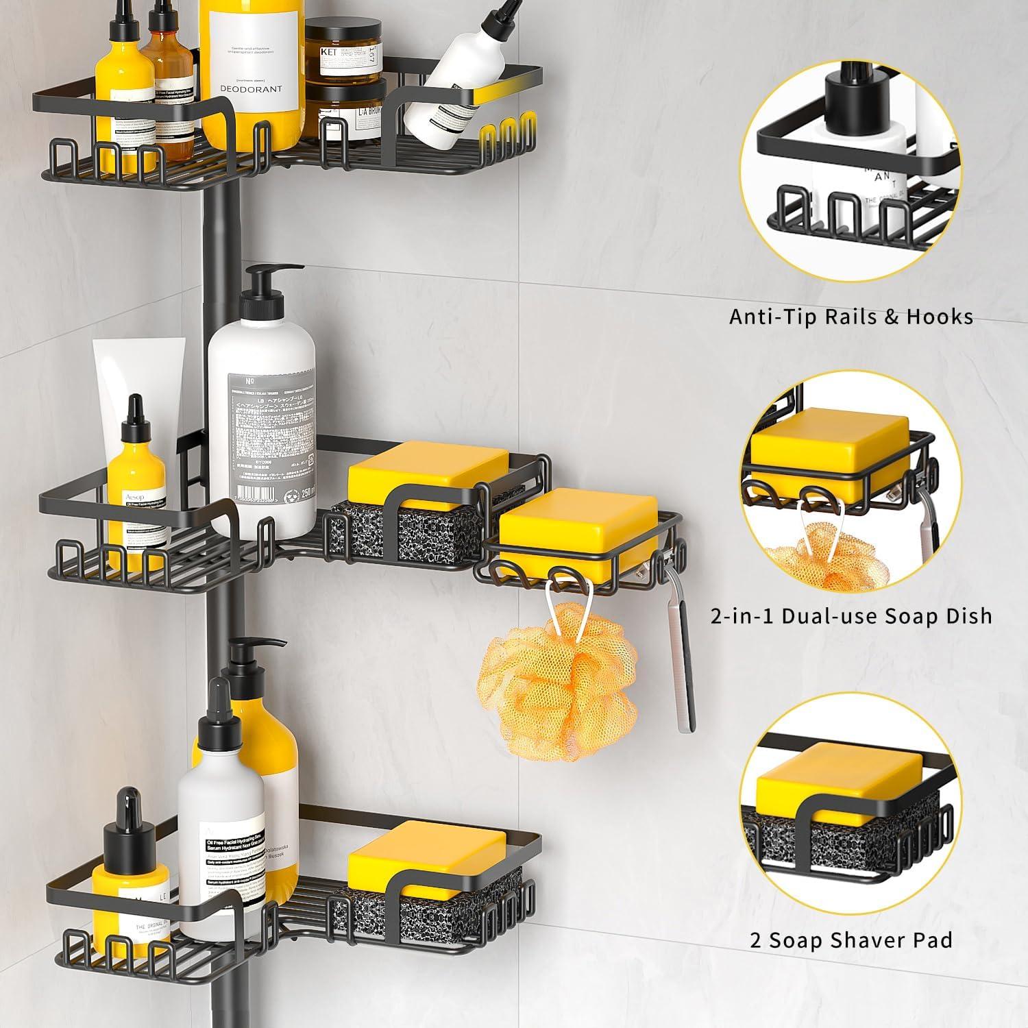 Estante de Ducha de Tensión KEGII 4 Niveles Ajustable 63.5-290.4 cm
