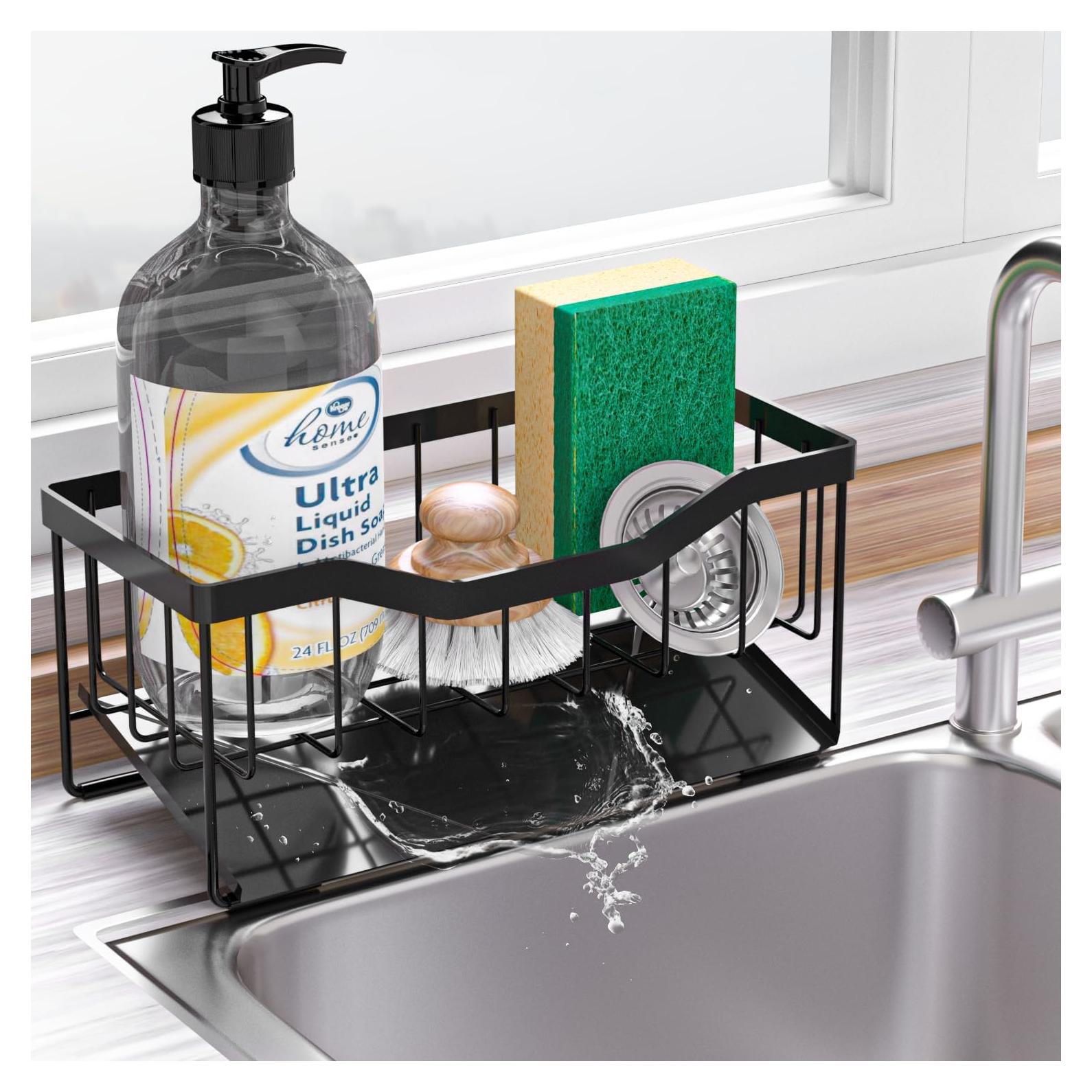 Soporte para Esponja Vanwood Negro con Drenaje Automático 9.19cm