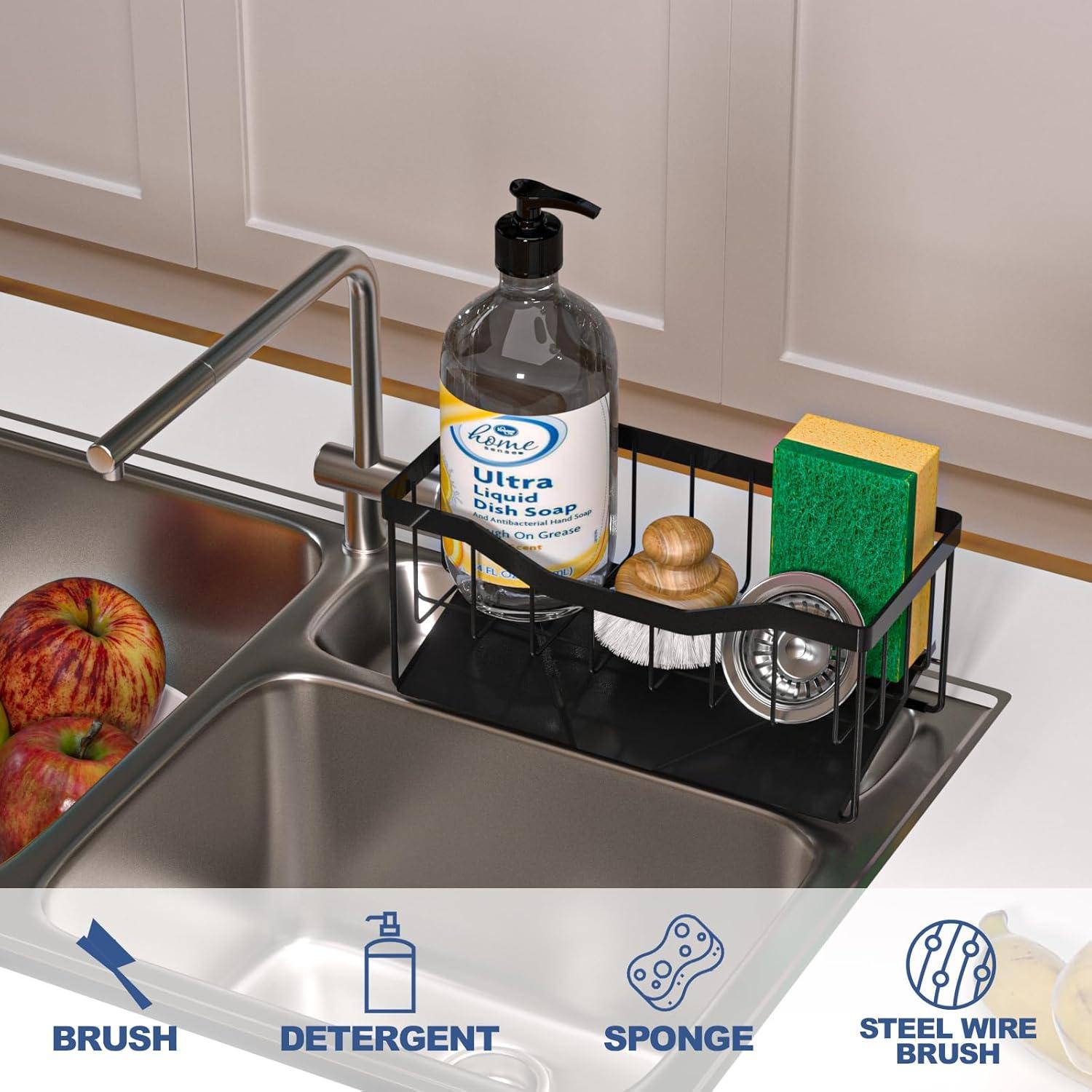 Soporte para Esponja Vanwood Negro con Drenaje Automático 9.19cm