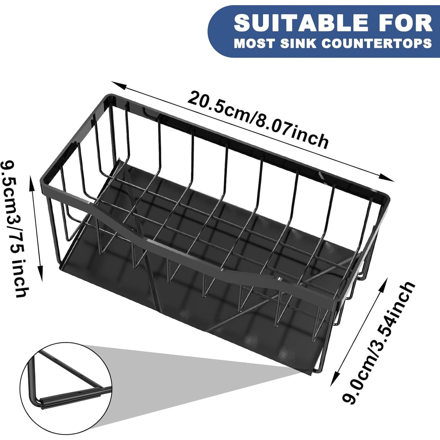 Soporte para Esponja Vanwood Negro con Drenaje Automático 9.19cm