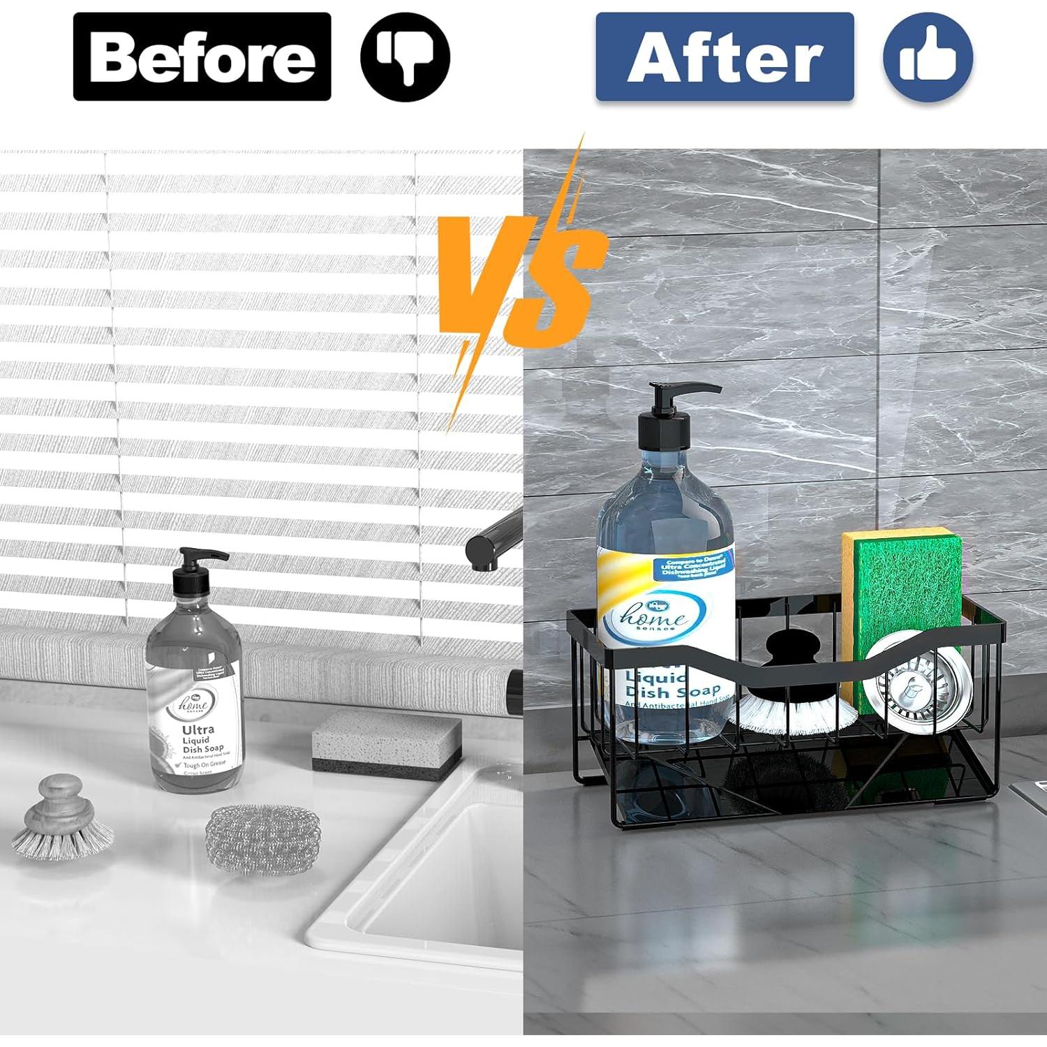 Soporte para Esponja Vanwood Negro con Drenaje Automático 9.19cm