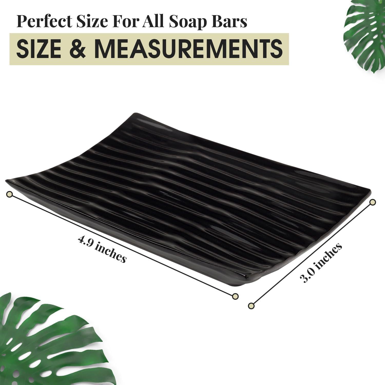 Plato de Jabón Cerámica Negra GO 12.5 x 7.7 cm Antideslizante