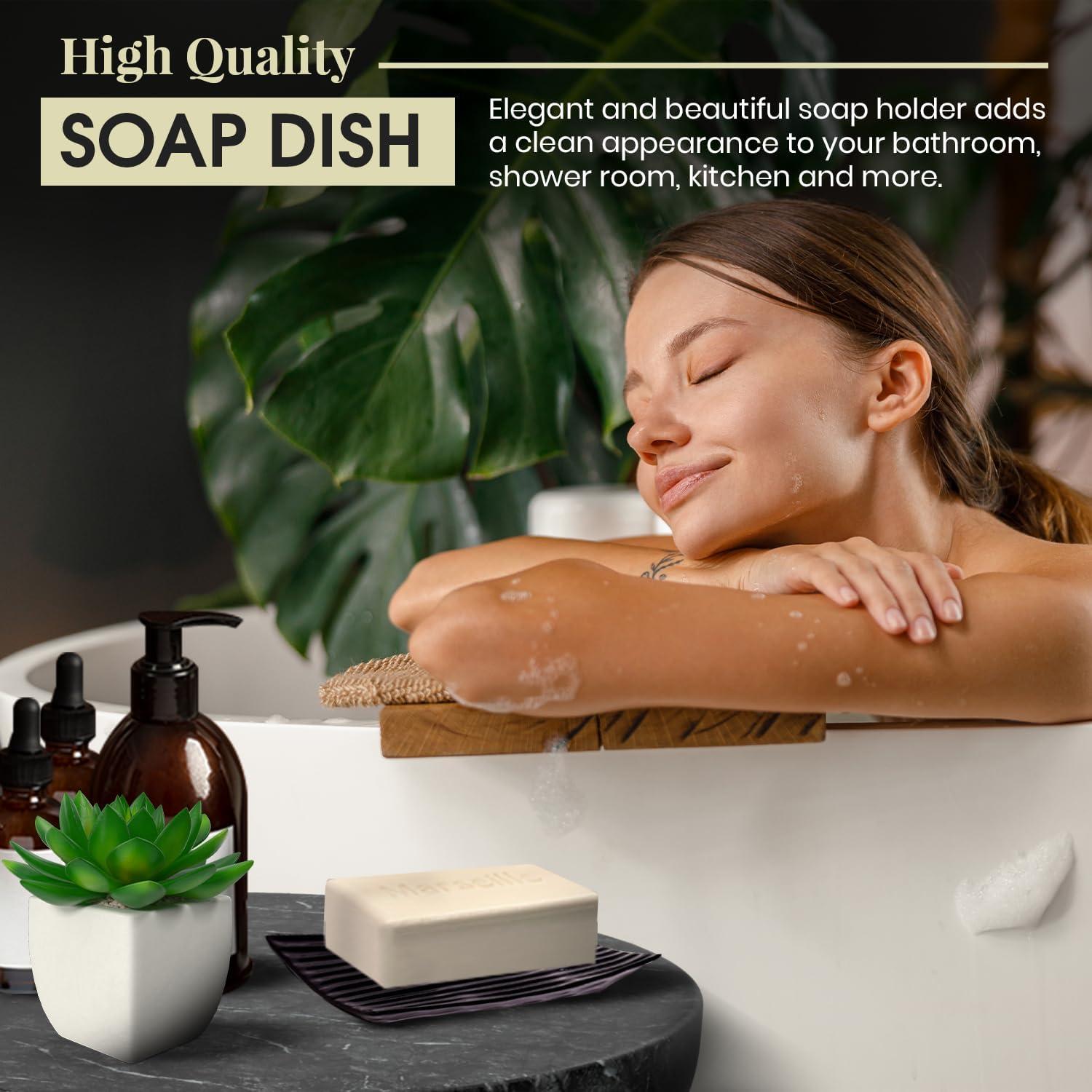 Plato de Jabón Cerámica Negra GO 12.5 x 7.7 cm Antideslizante