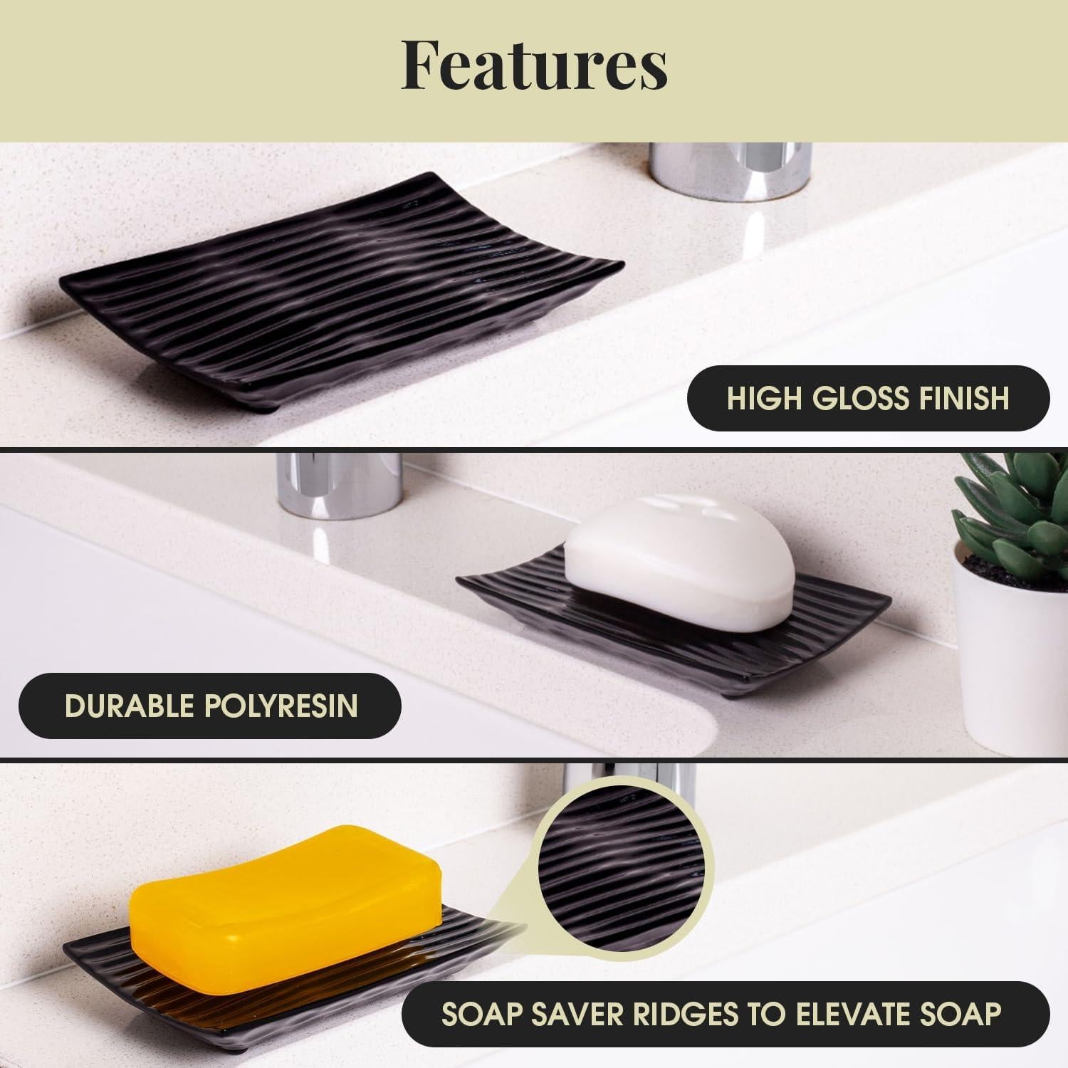 Plato de Jabón Cerámica Negra GO 12.5 x 7.7 cm Antideslizante