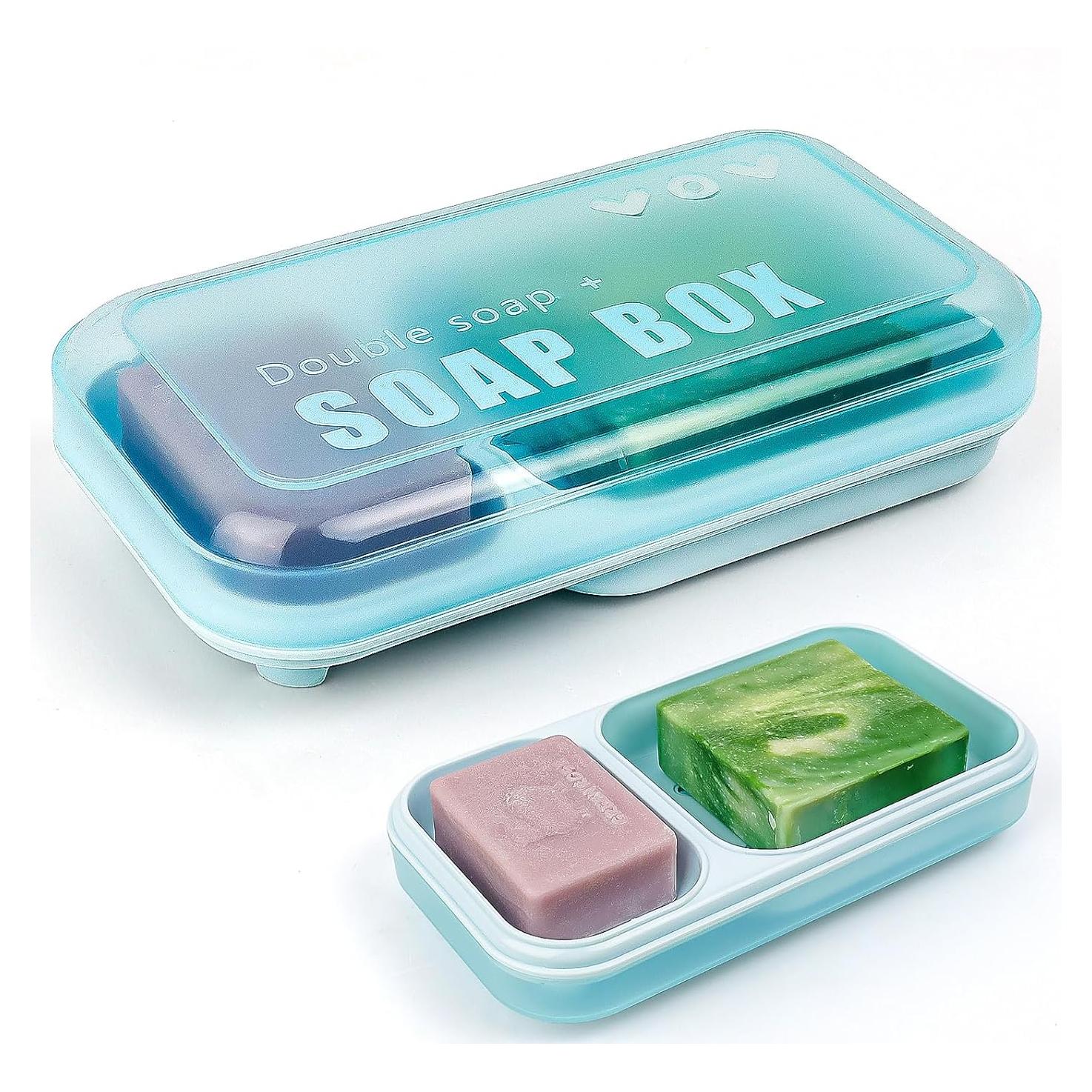 Plato de Jabón Doble AIDIMMING Azul Claro 20.1x10.9 cm