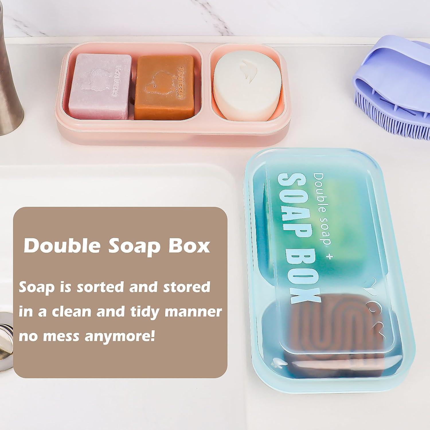 Plato de Jabón Doble AIDIMMING Azul Claro 20.1x10.9 cm