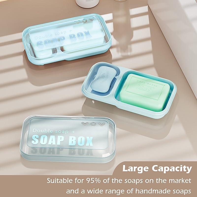 Plato de Jabón Doble AIDIMMING Azul Claro 20.1x10.9 cm