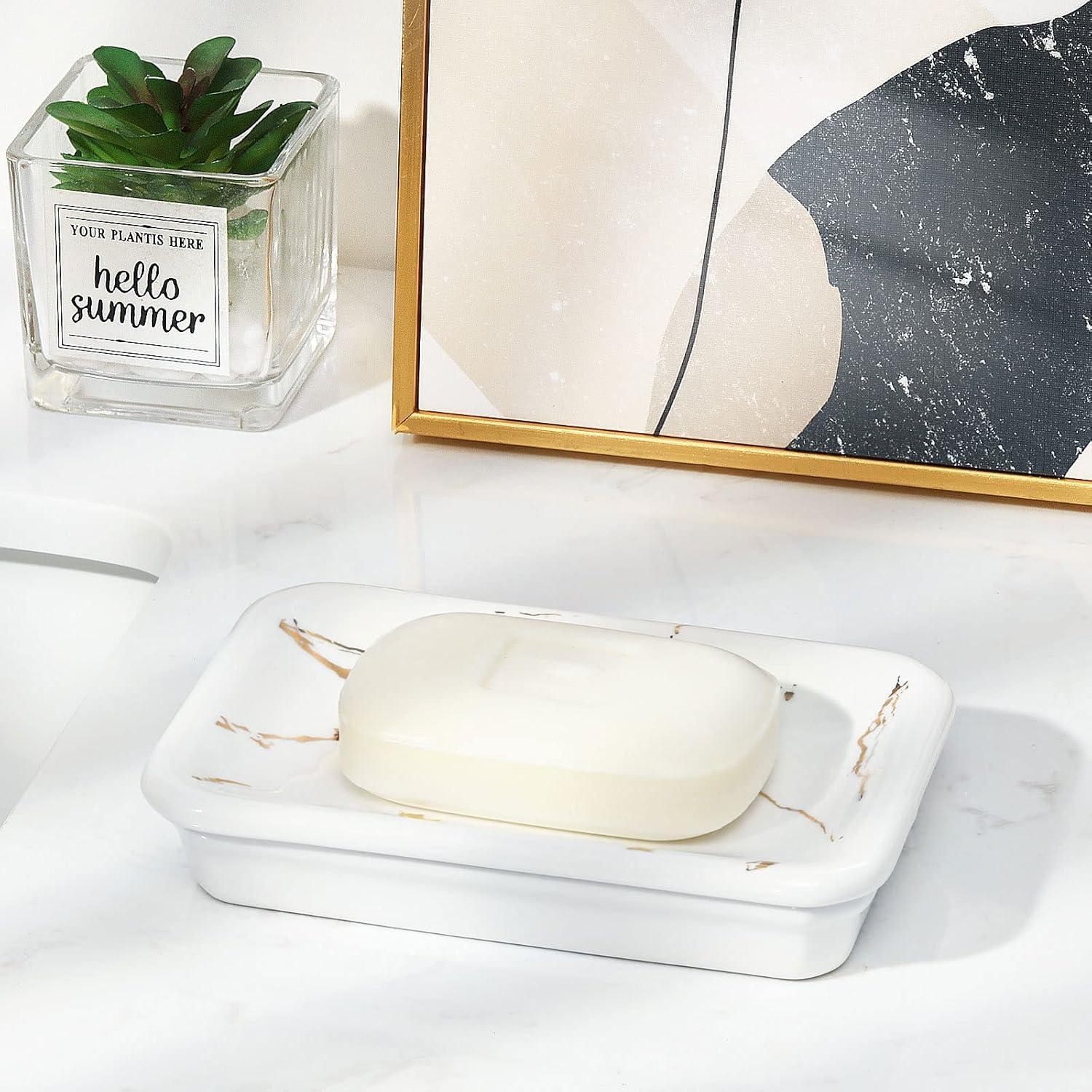 Plato de Jabón Cerámico Shinowa Blanco con Drenaje 14x9cm