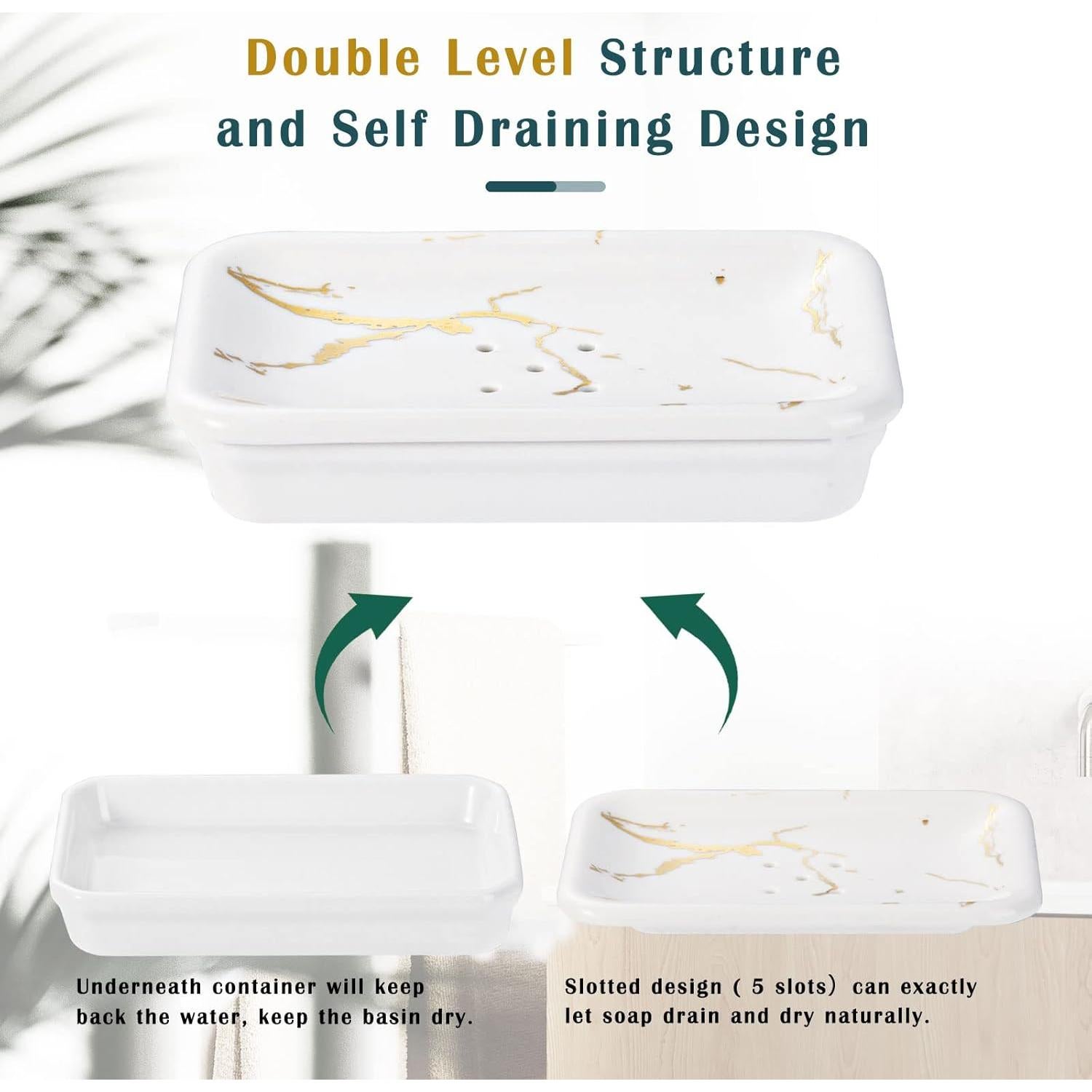 Plato de Jabón Cerámico Shinowa Blanco con Drenaje 14x9cm