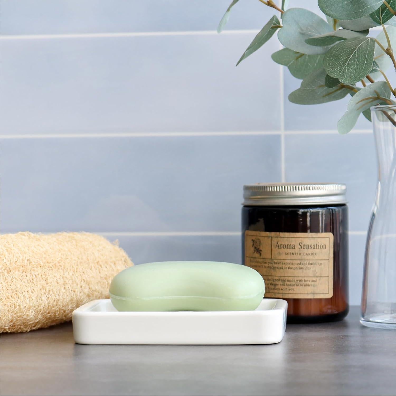 Plato de Jabón Cerámica Iyulania Blanco Rectangular 12.2x8.9cm