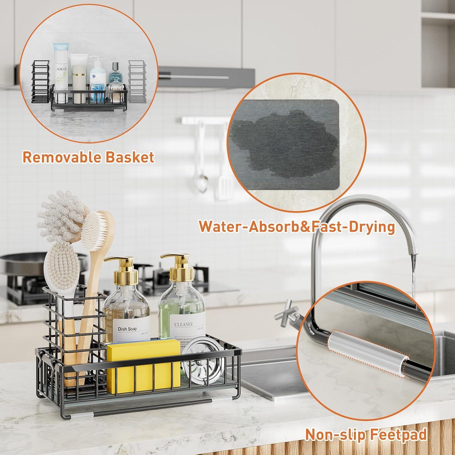 Caddy para Fregadero de Cocina OVICAR Negro - Secado Rápido