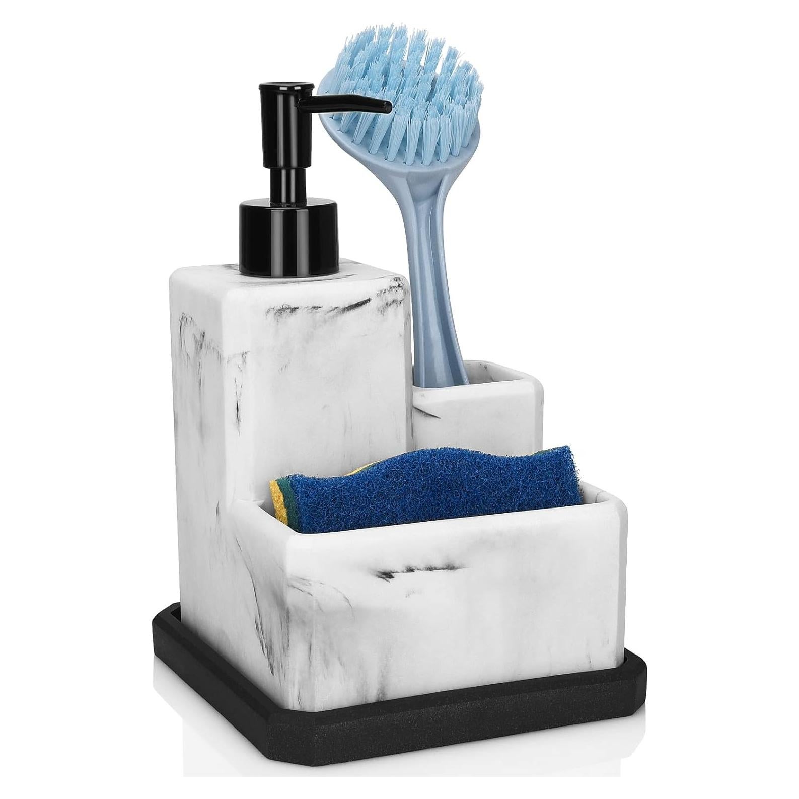 Dispensador de Jabón 3 en 1 LeucSuiok Mármol Blanco