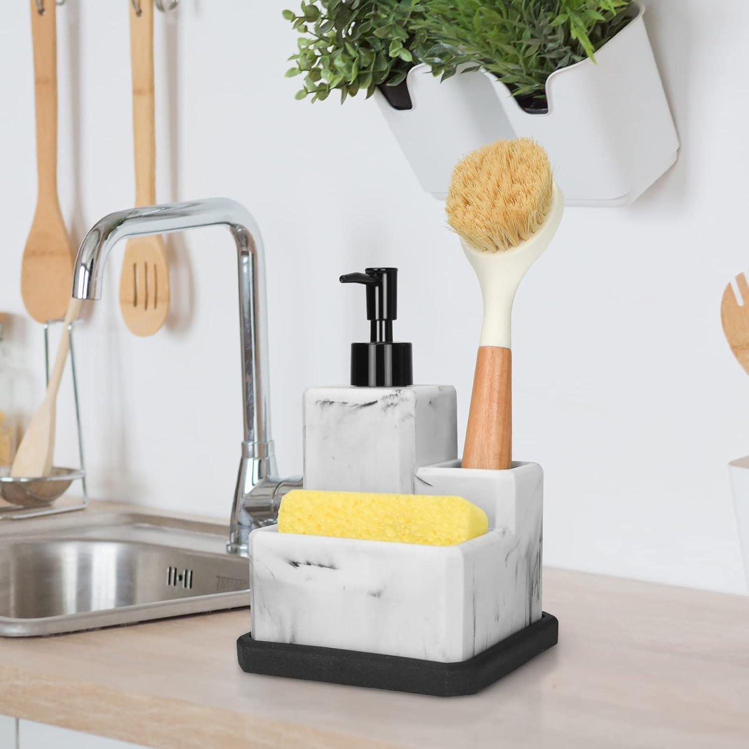 Dispensador de Jabón 3 en 1 LeucSuiok Mármol Blanco