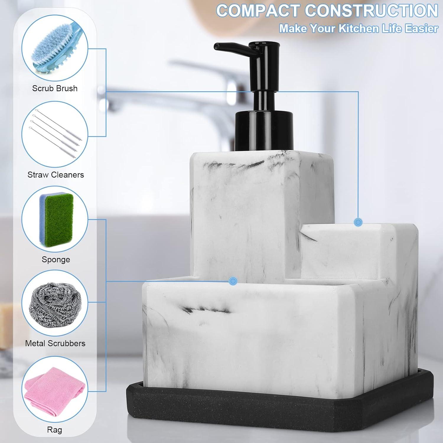 Dispensador de Jabón 3 en 1 LeucSuiok Mármol Blanco