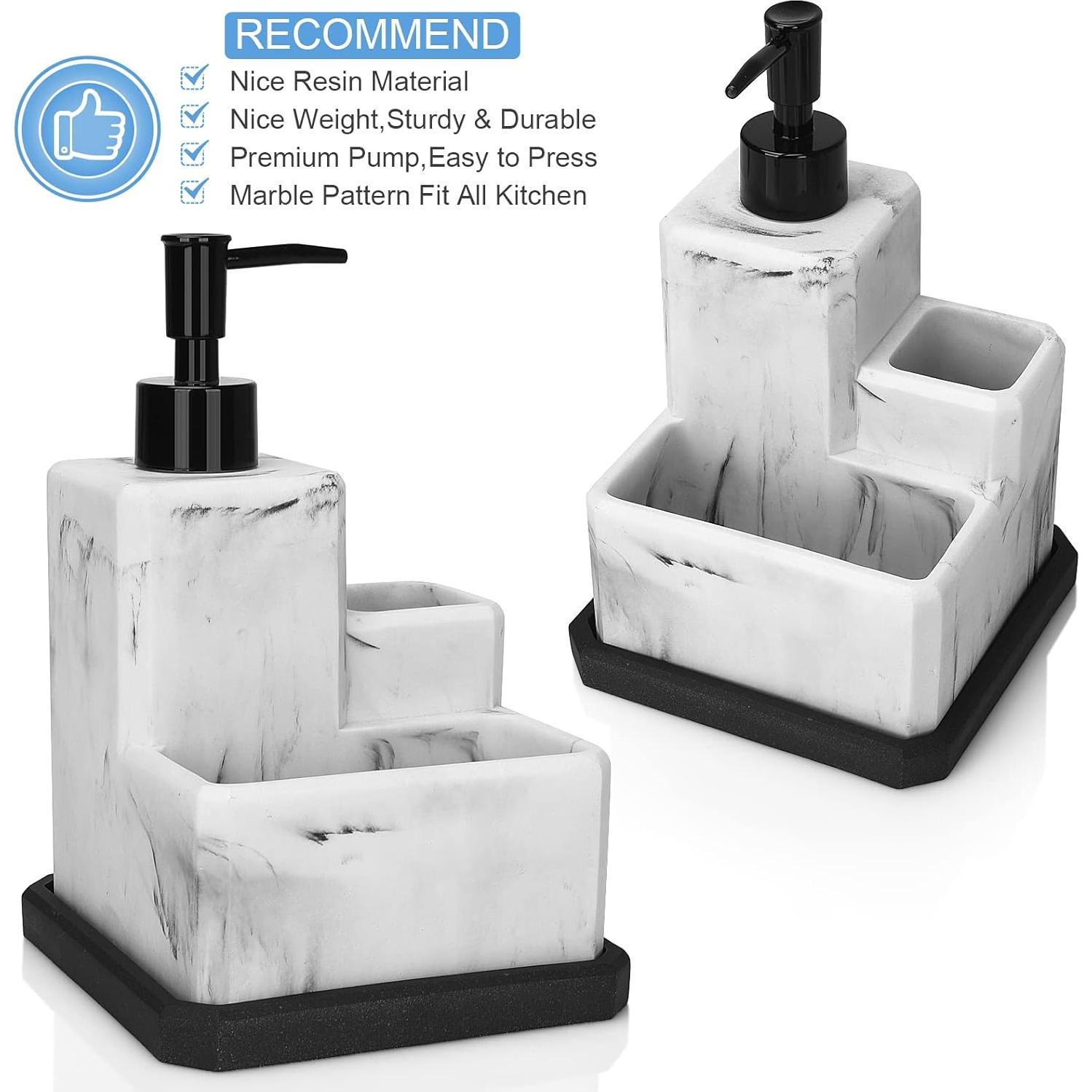 Dispensador de Jabón 3 en 1 LeucSuiok Mármol Blanco