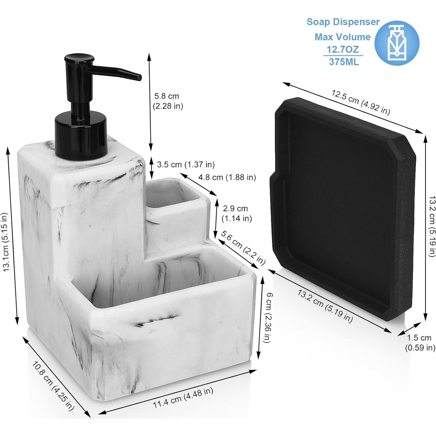 Dispensador de Jabón 3 en 1 LeucSuiok Mármol Blanco