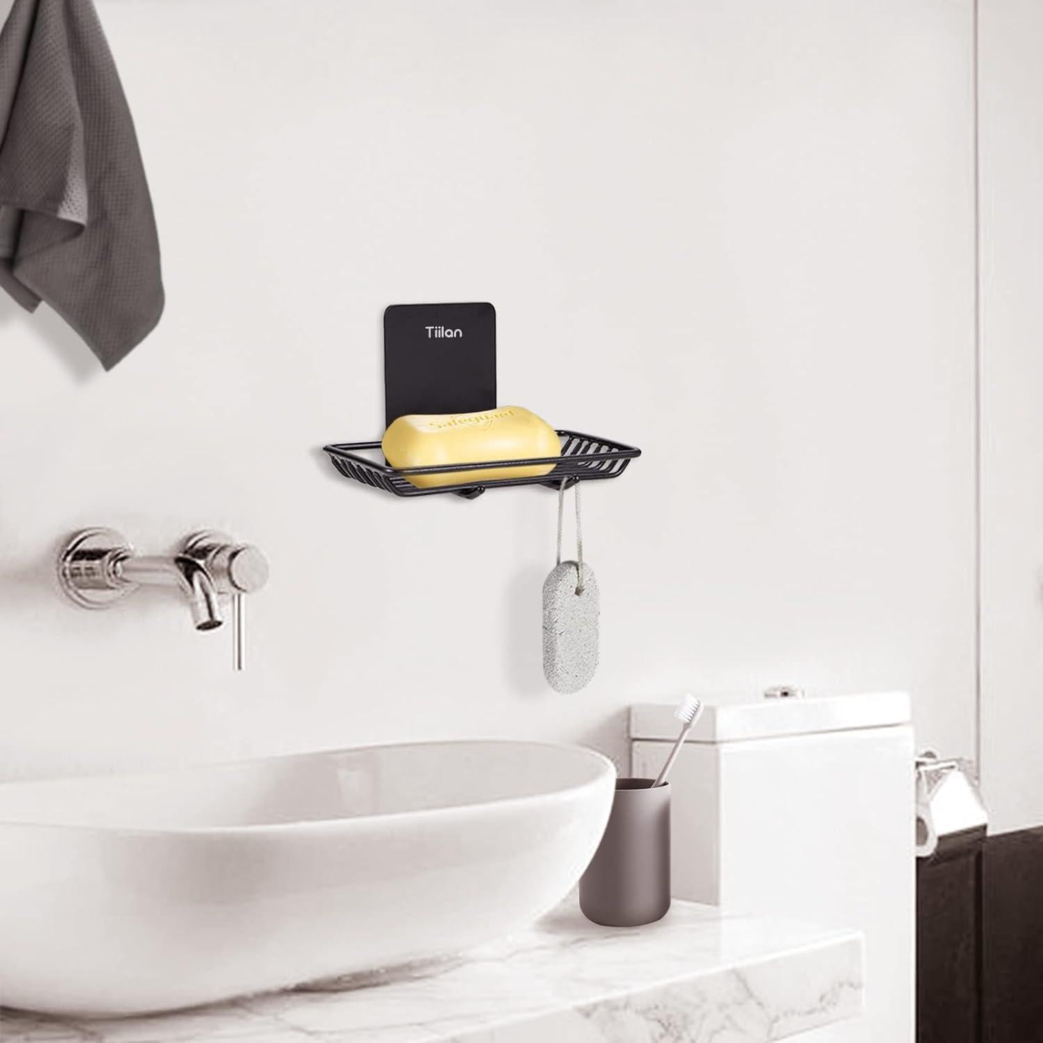 Soporte de Jabón Autoadhesivo Tiilan Acero Inoxidable Negro