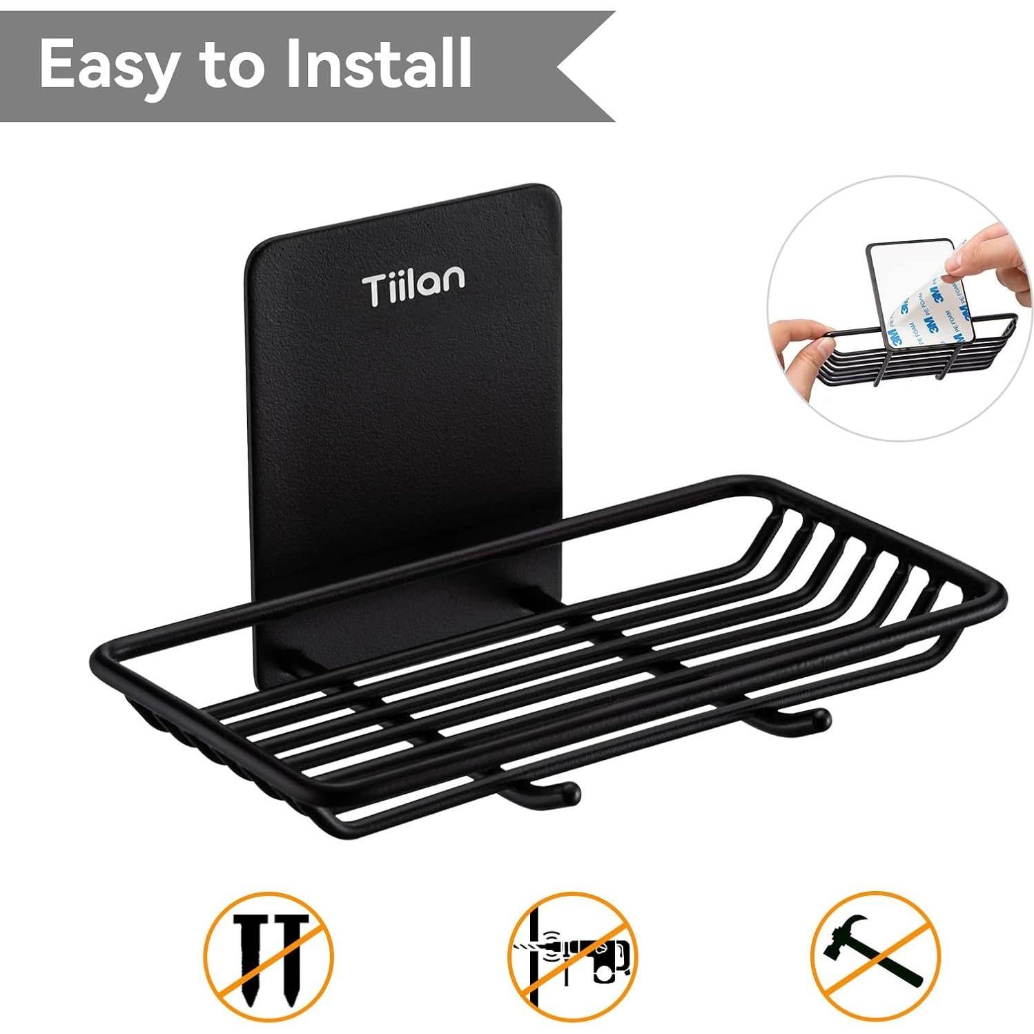 Soporte de Jabón Autoadhesivo Tiilan Acero Inoxidable Negro