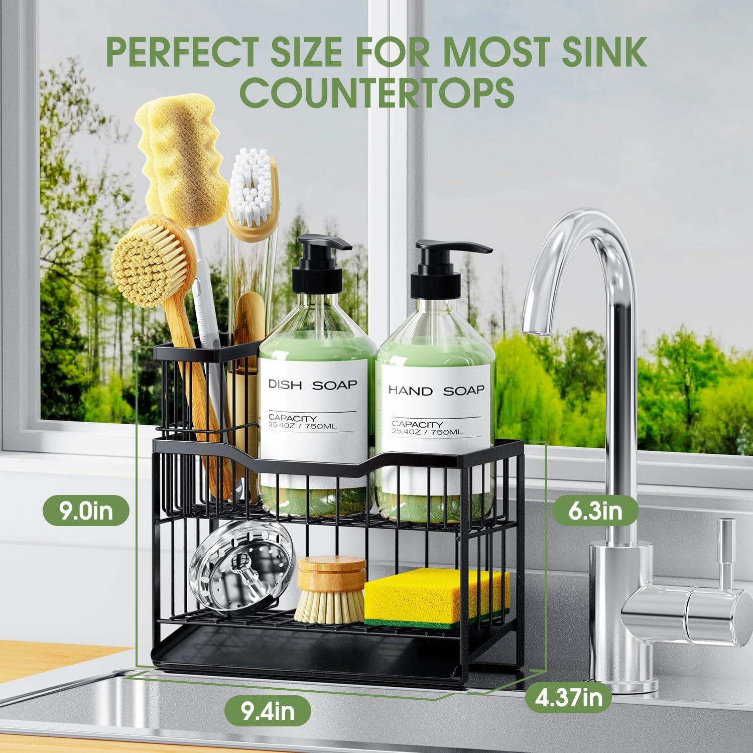 Soporte de Esponja de Cocina DYFVPOU 2 Niveles Antideslizante Negro