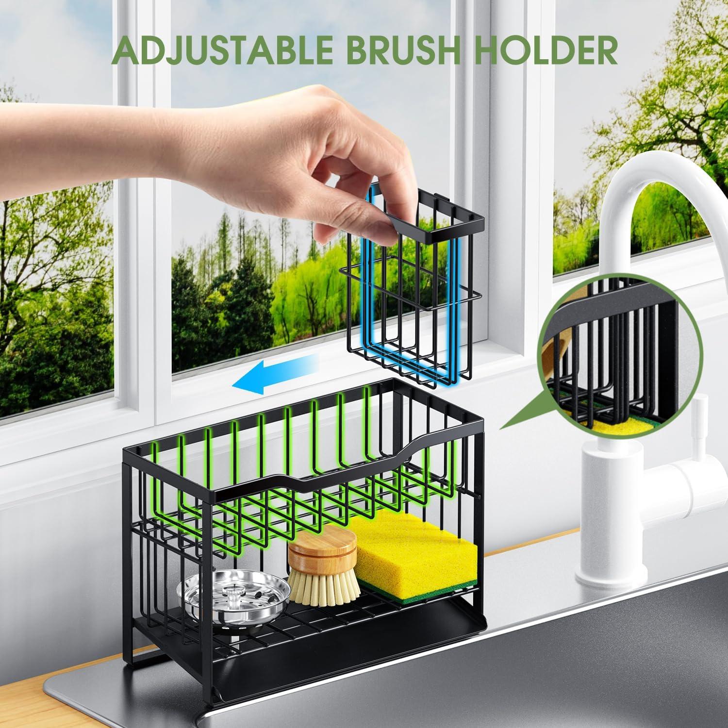 Soporte de Esponja de Cocina DYFVPOU 2 Niveles Antideslizante Negro