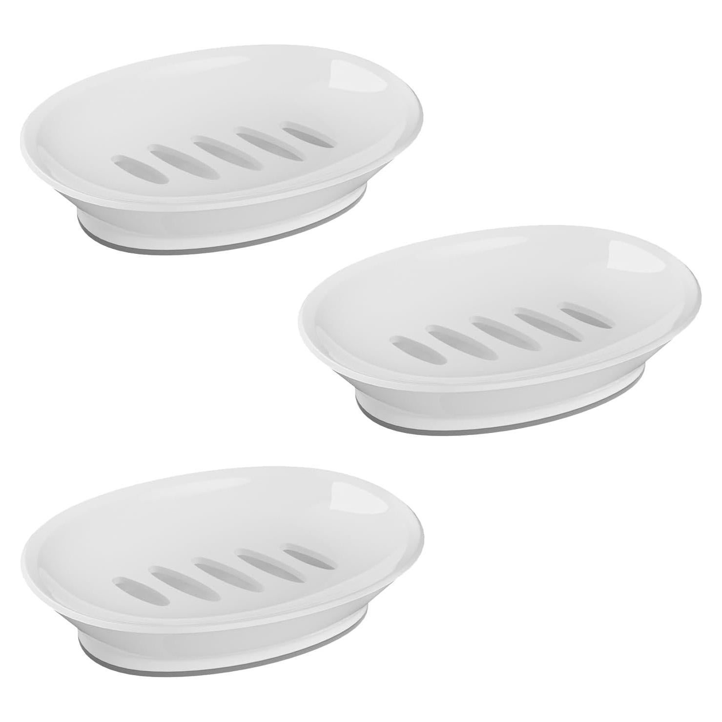 Juego de 3 Platos para Jabón POSHIGE con Drenaje - Blanco