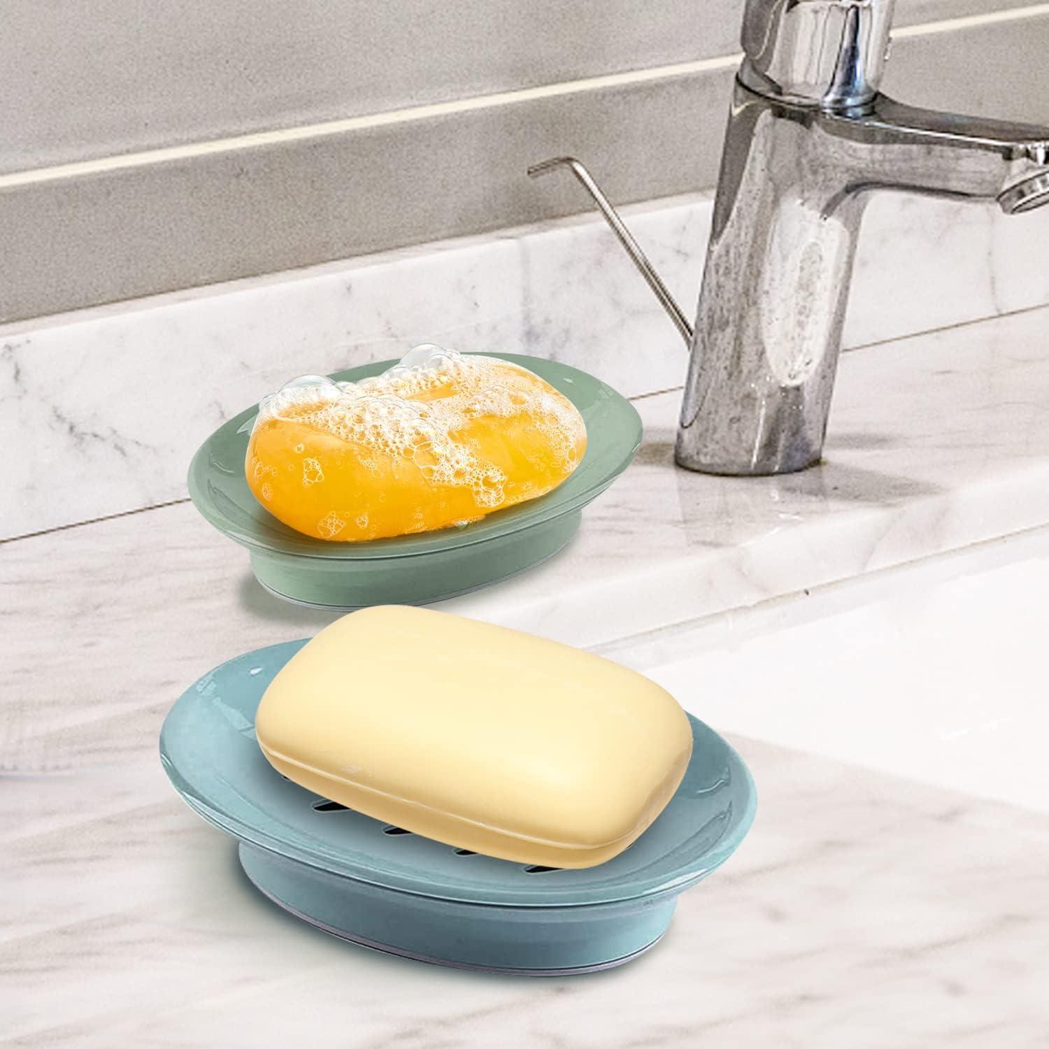 Juego de 3 Platos para Jabón POSHIGE con Drenaje - Blanco