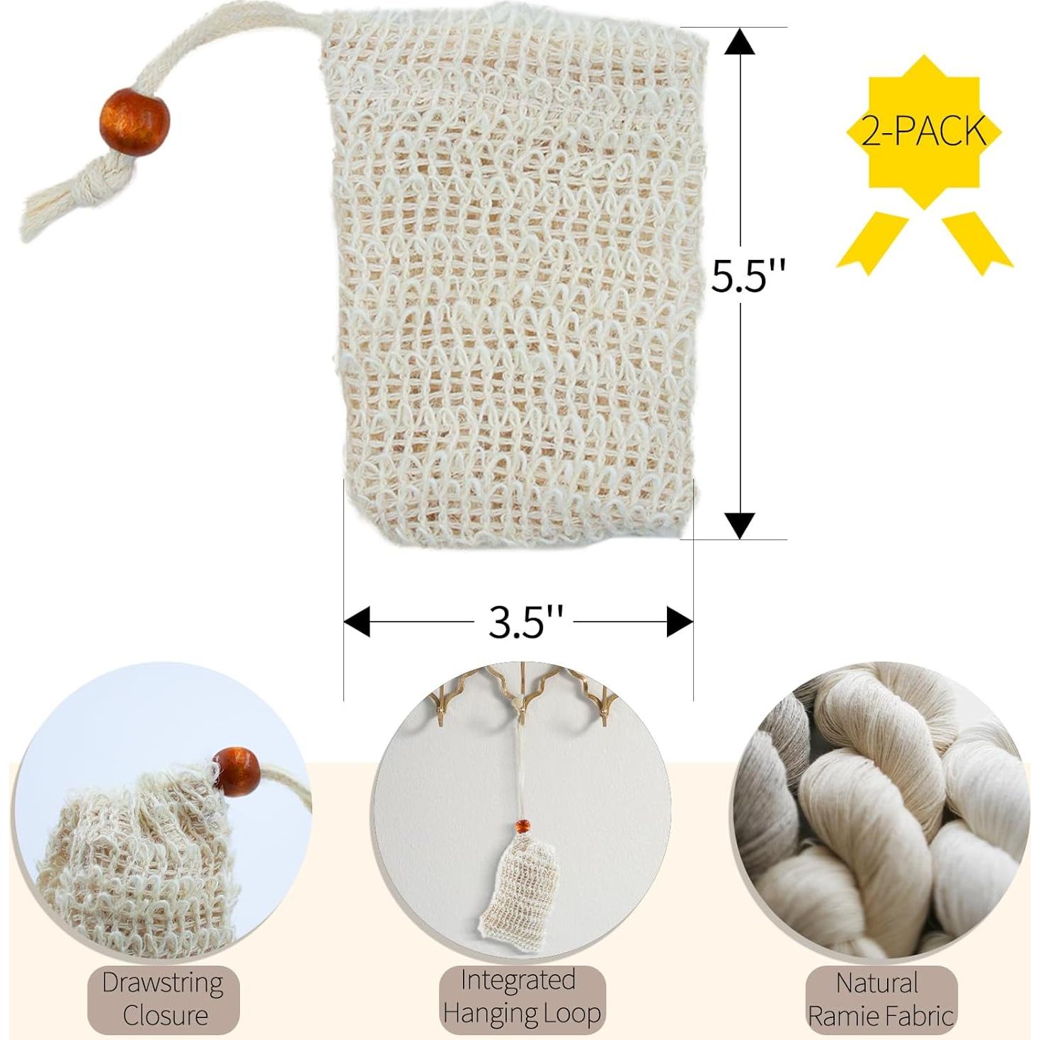 Bolsa de Jabón Natural de Sisal Oeyliz 2 Piezas 14x9 cm