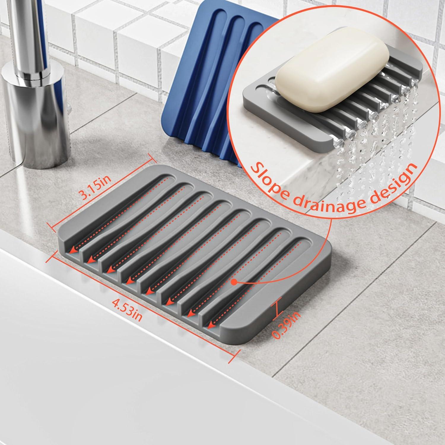 Paquete de 4 bandejas de jabón de silicona Chengcan - Antideslizante