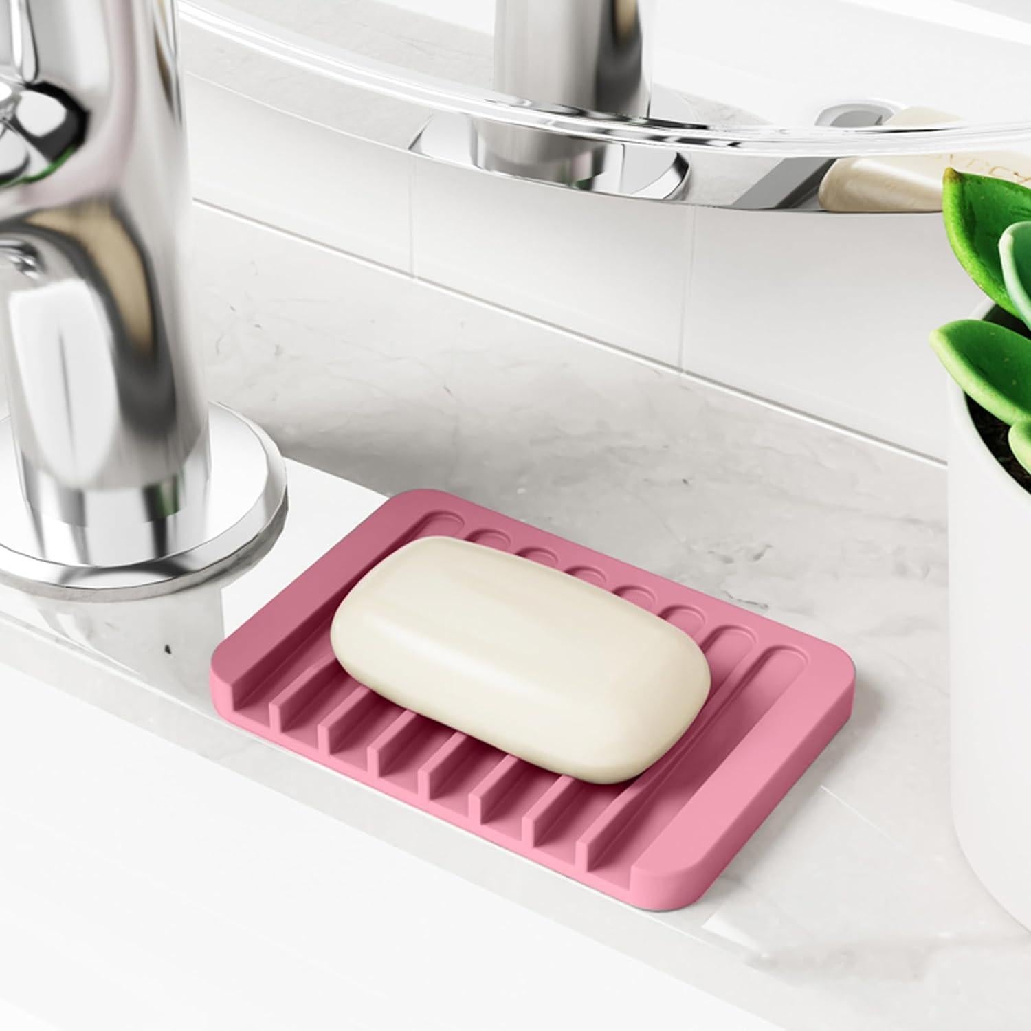 Paquete de 4 bandejas de jabón de silicona Chengcan - Antideslizante