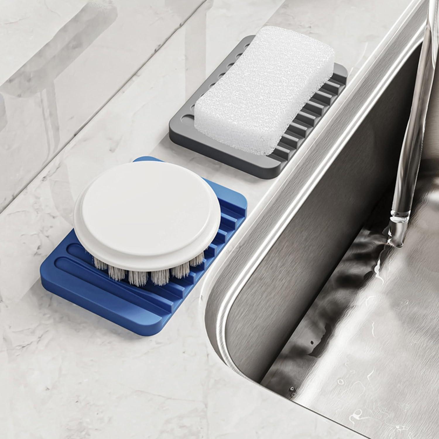 Paquete de 4 bandejas de jabón de silicona Chengcan - Antideslizante