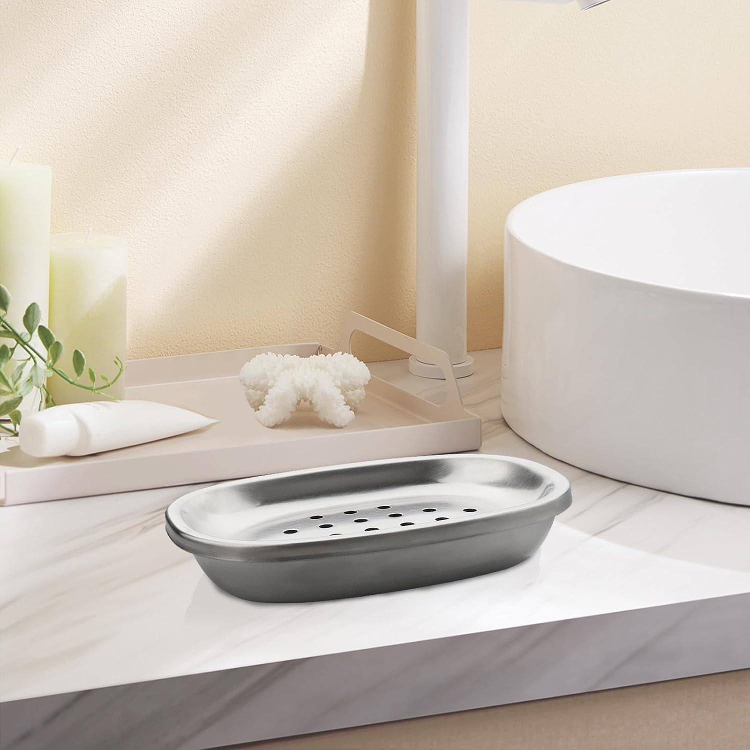 Jabonera de Acero Inoxidable Miruchertter Doble Capa 14x9.4cm