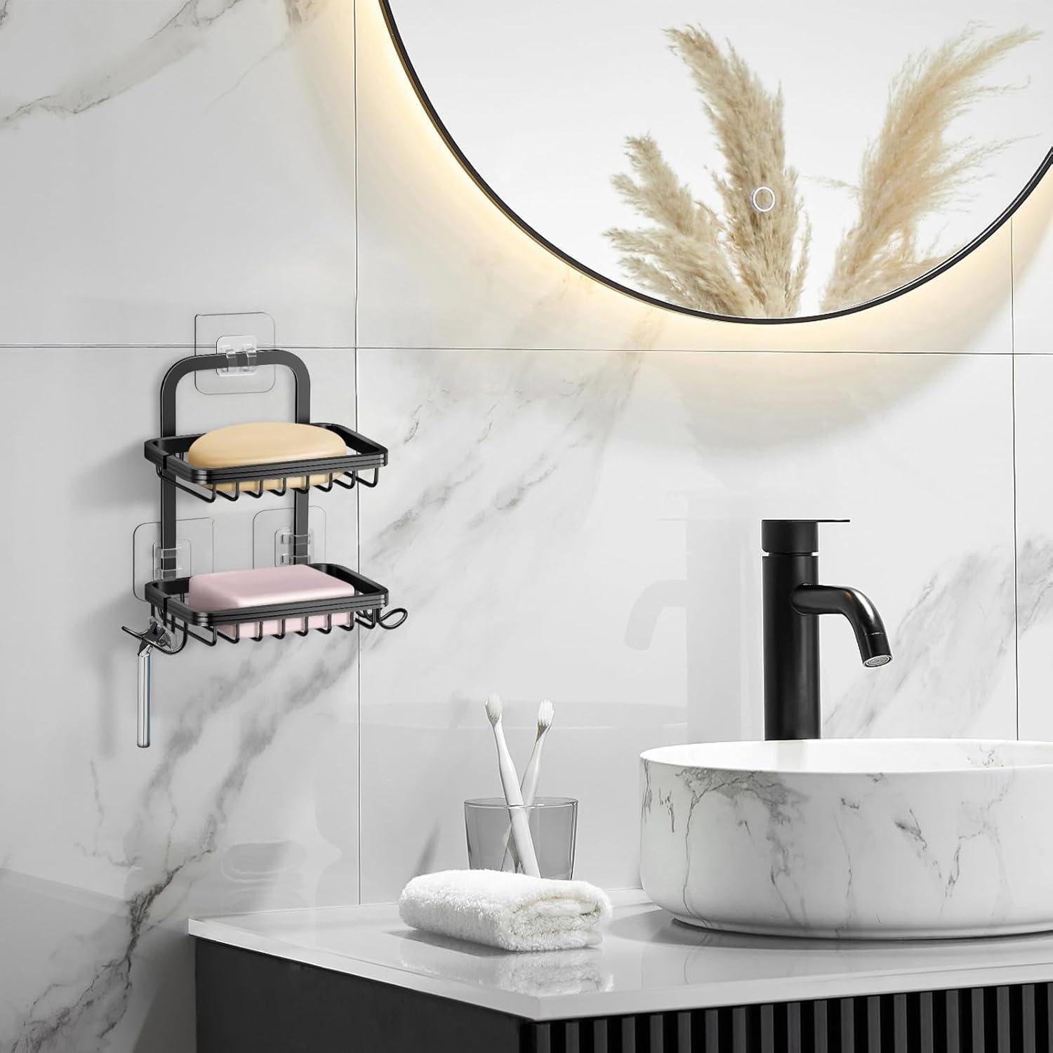 Soporte de Jabón MSAICOE Negro 2 Niveles Aluminio Antioxidante