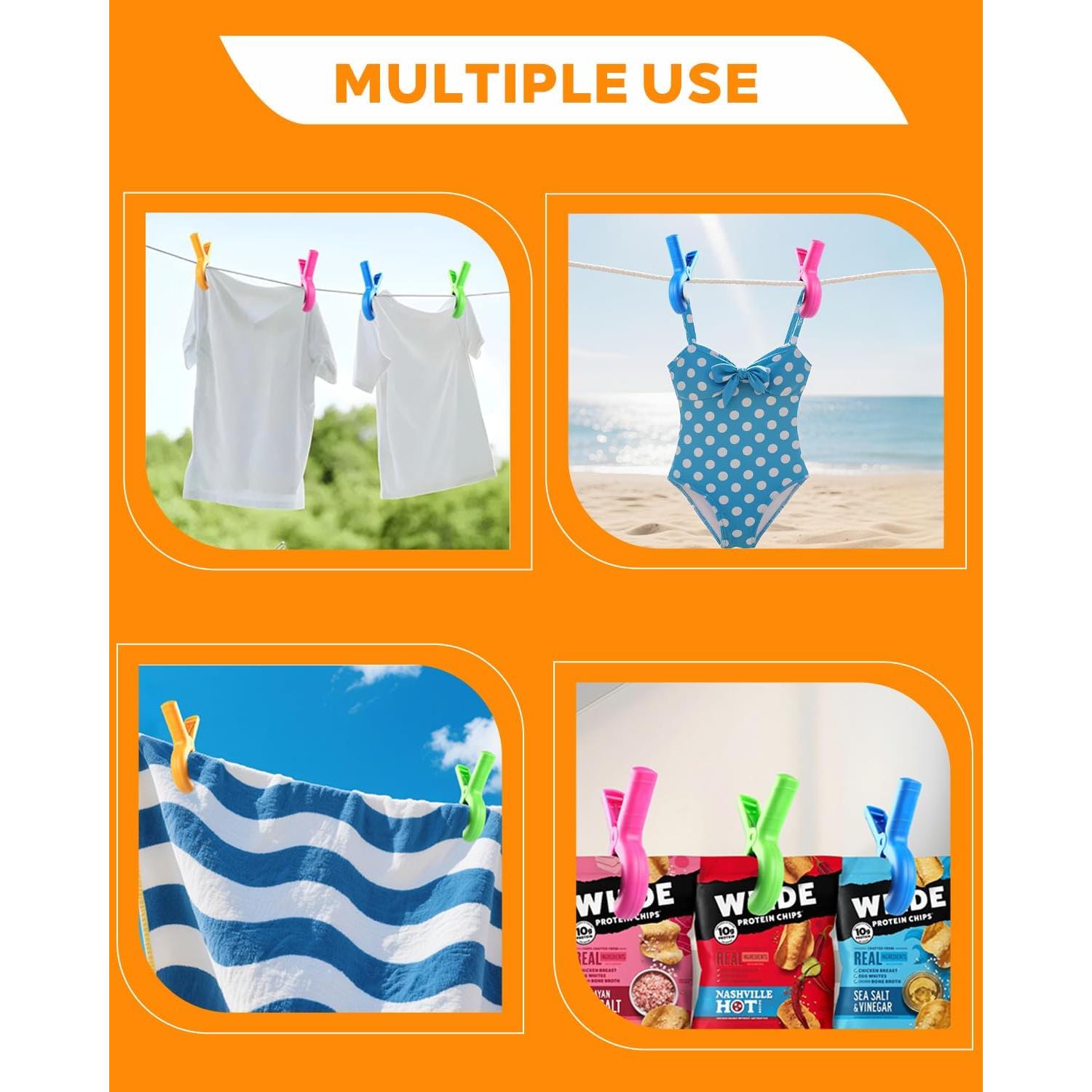 12 Clips para Toallas de Playa ZERIXA Multicolor 9.4 cm