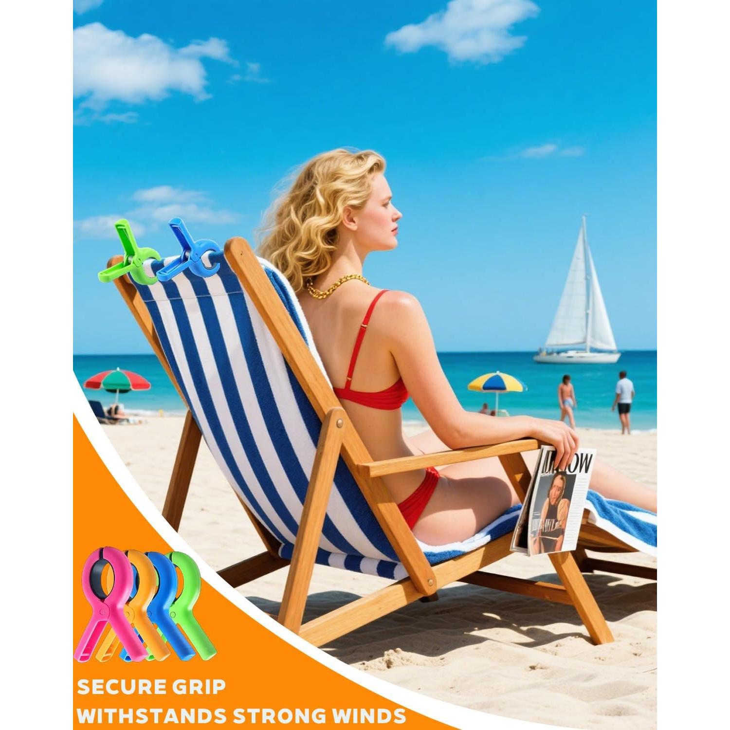 12 Clips para Toallas de Playa ZERIXA Multicolor 9.4 cm