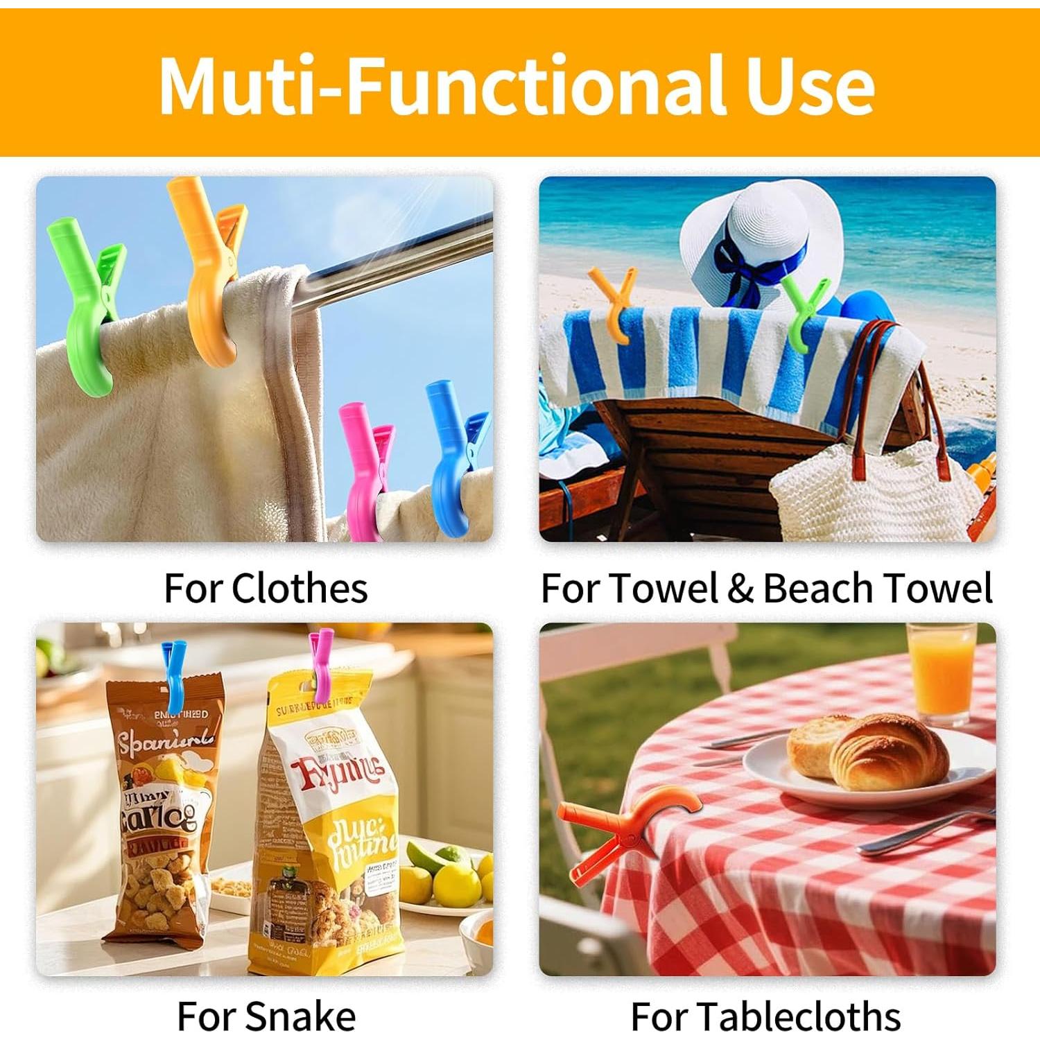 Paquete de 8 Clips Grandes para Toallas de Playa WIN&YING