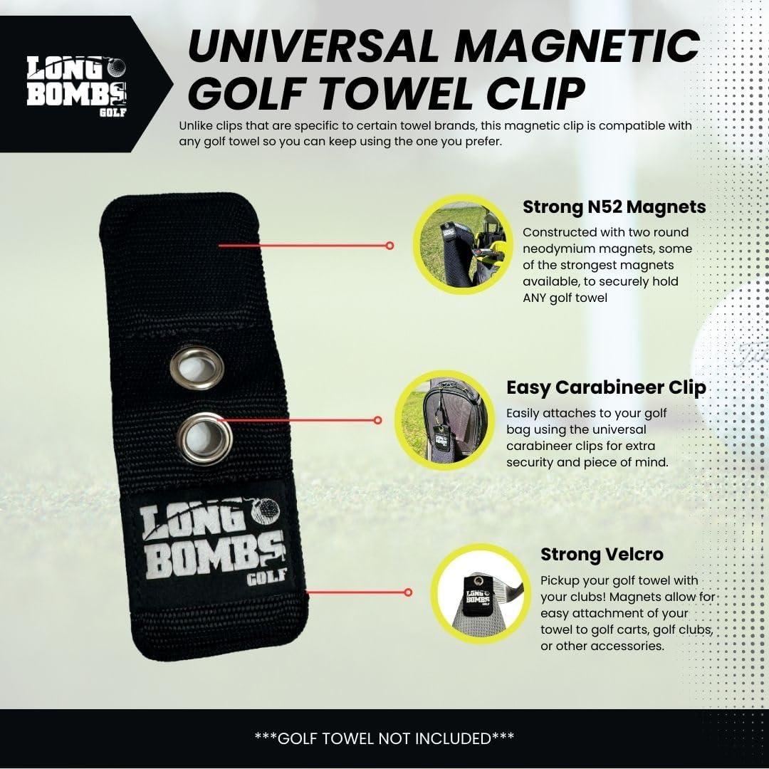 Clip Magnético para Toalla de Golf Long Bombs, Negro