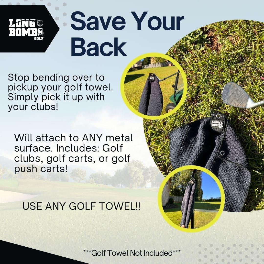 Clip Magnético para Toalla de Golf Long Bombs, Negro