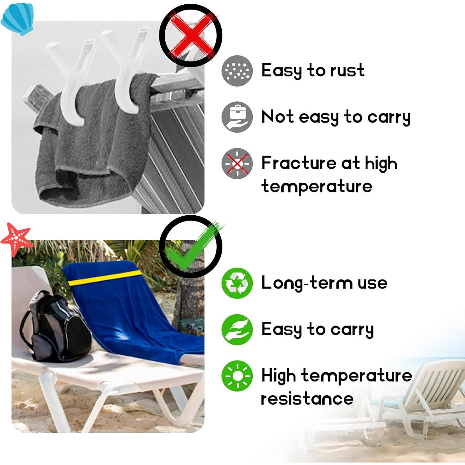 Bandas de Toalla Uxeqtop para Sillas de Playa - Paquete de 6