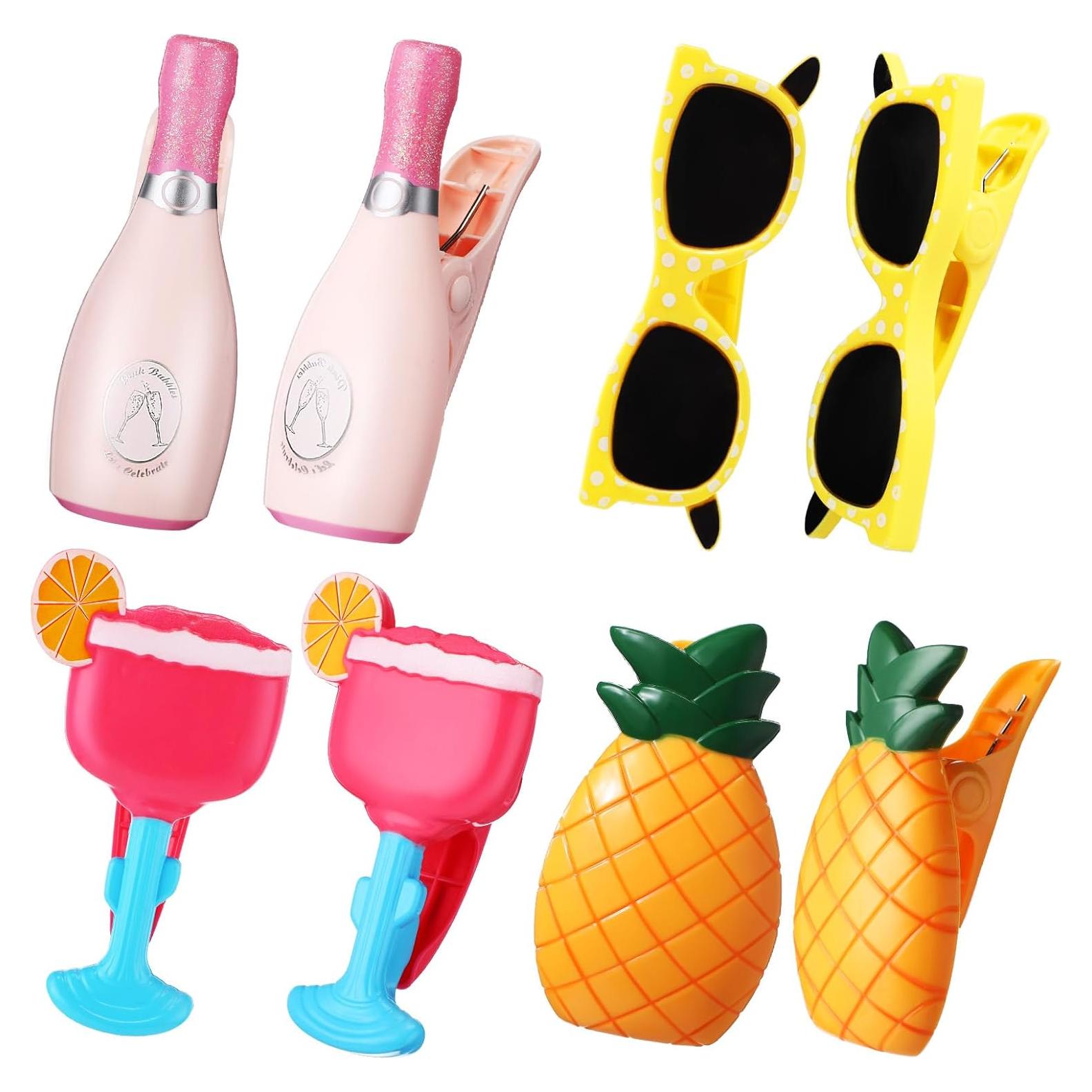 Clips para Toallas de Playa Sieral - 8 Pcs, 4 Estilos Divertidos