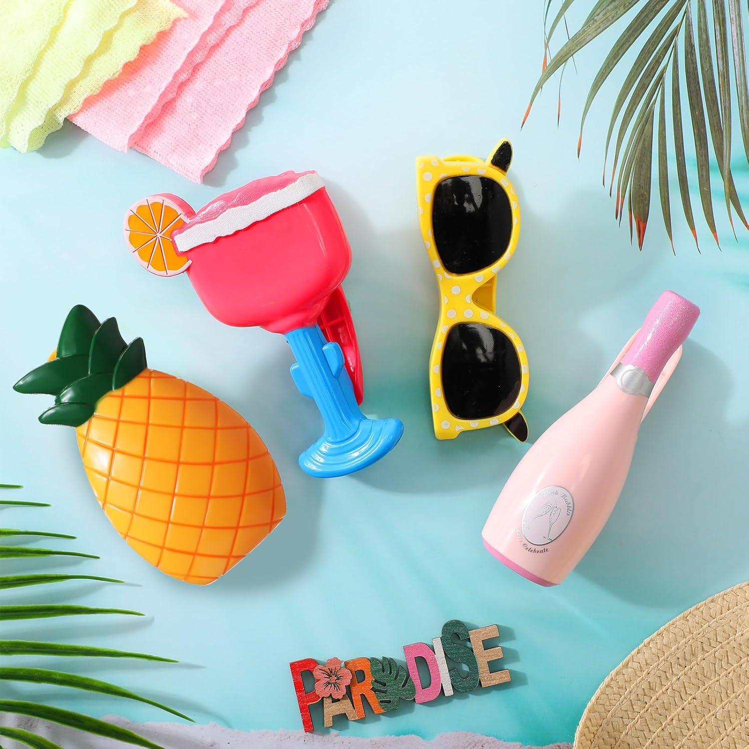 Clips para Toallas de Playa Sieral - 8 Pcs, 4 Estilos Divertidos